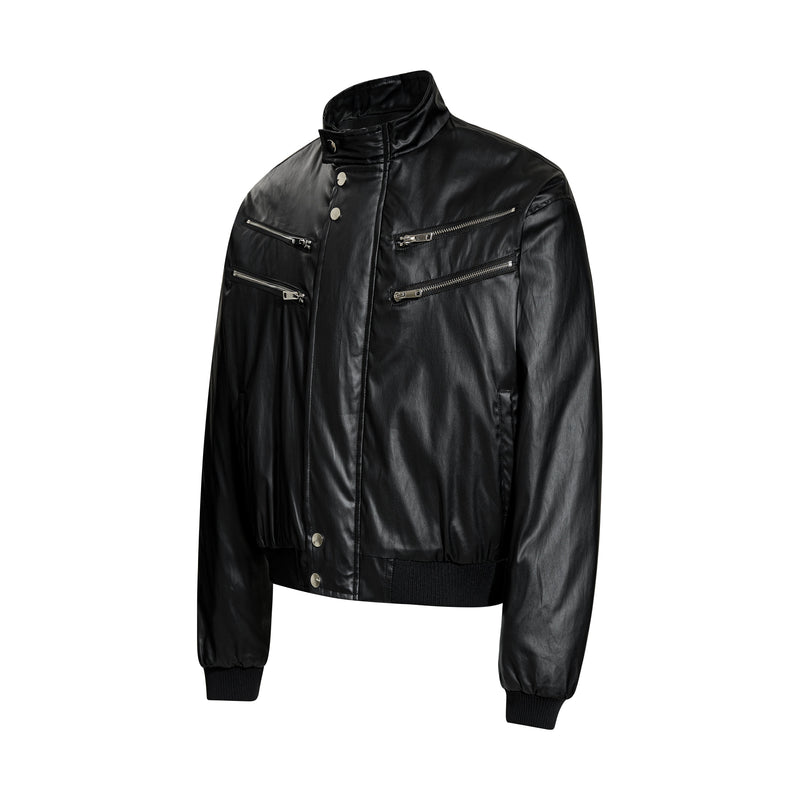 Omirad Dual-Zip PU Bomber Jacket | Moto Street Style