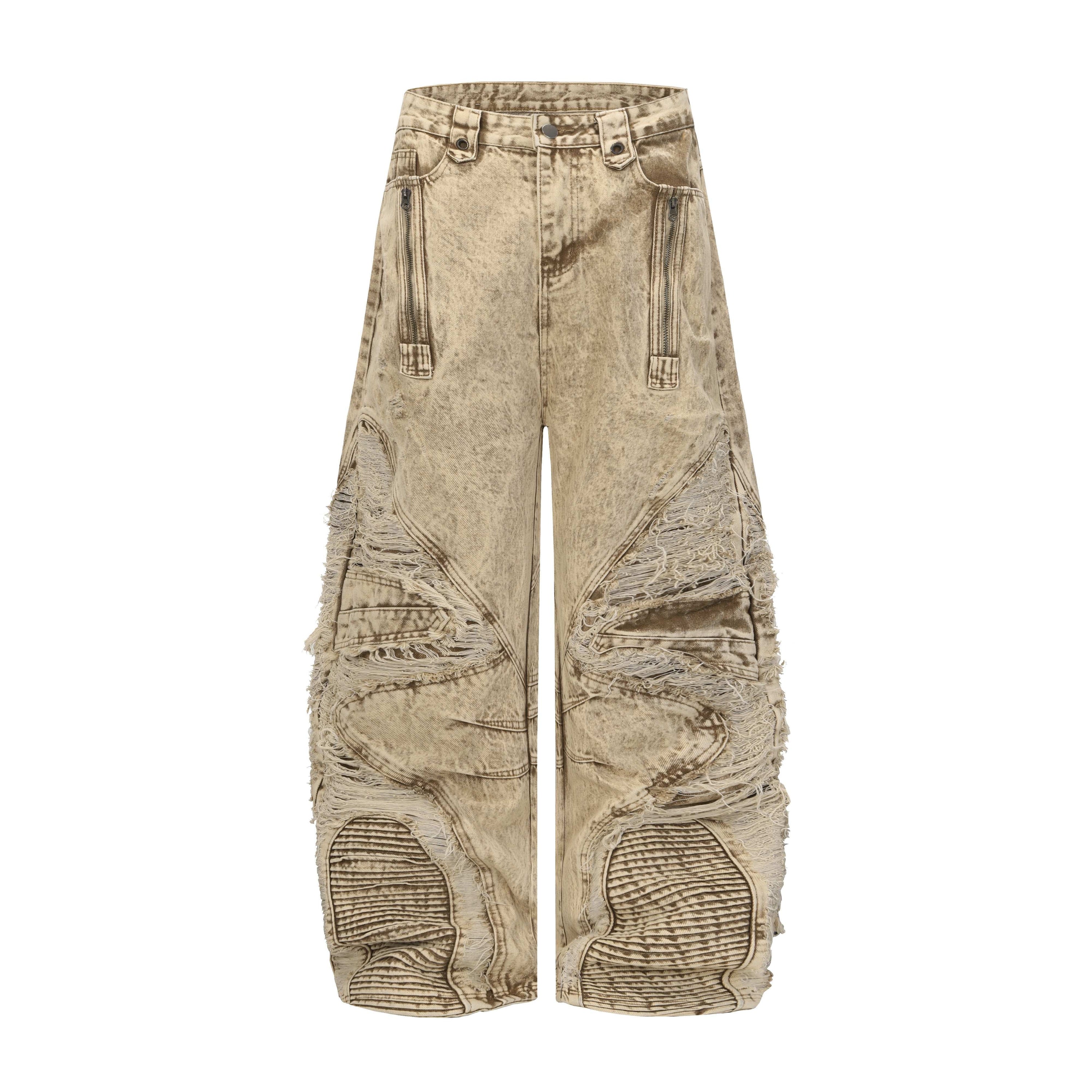 Omirad Vintage Distressed Panel Jeans | Wide Leg Streetwear