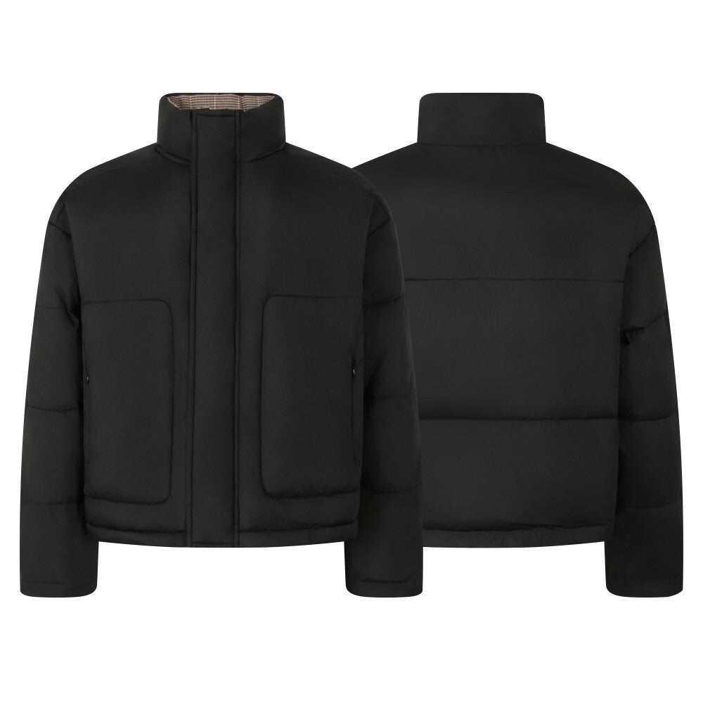Reversible Check Puffer Jacket | Plaid & Black | SEAKOFF
