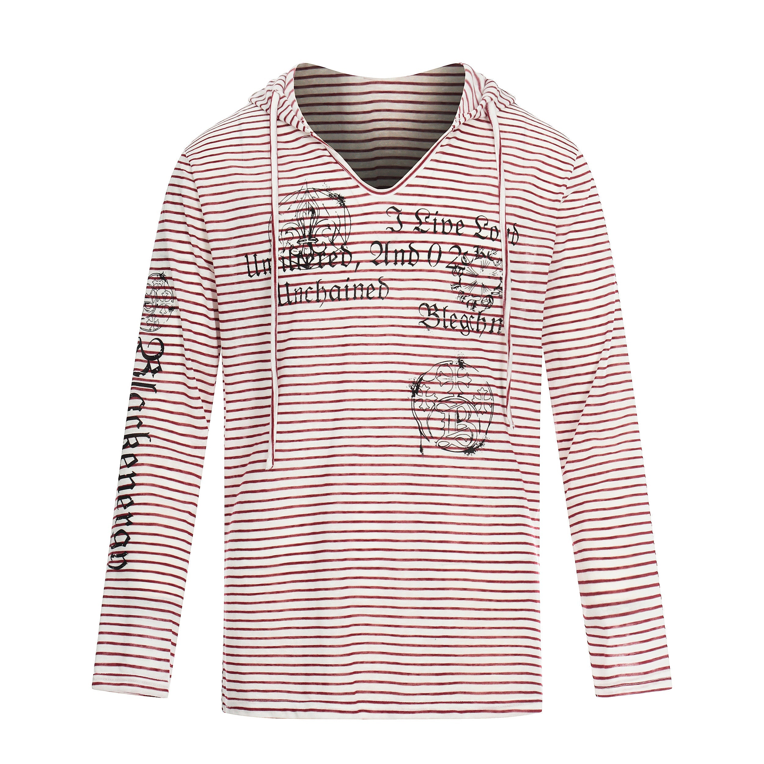 Striped Graphic Hoodie Long Sleeve Tee | Vintage Street Style