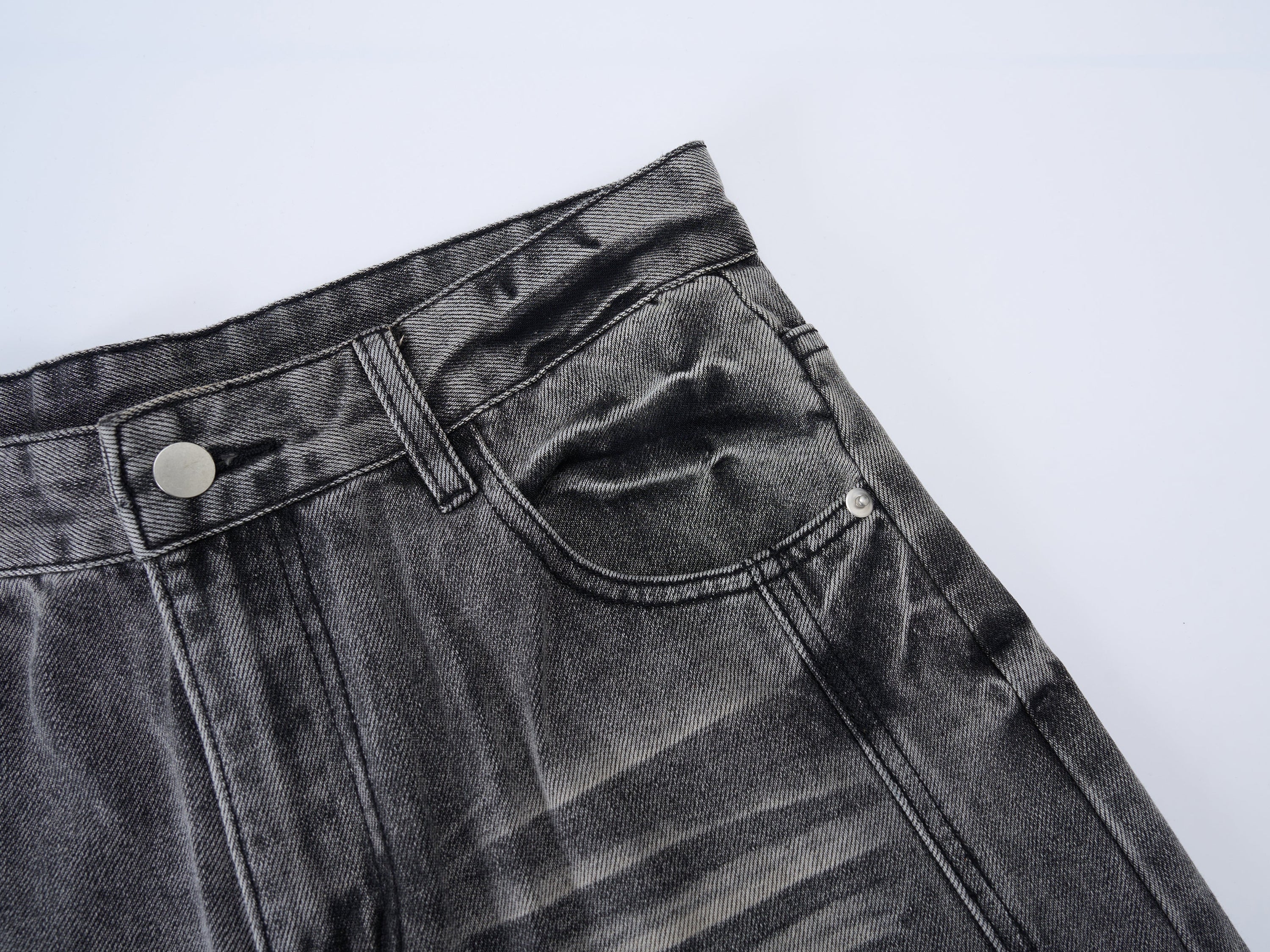 Omirad Washed Barrel-Leg Denim Jeans | Vintage Grey