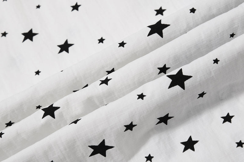 Star Print Wide-Leg Track Pants with Side Stripes | Streetwear