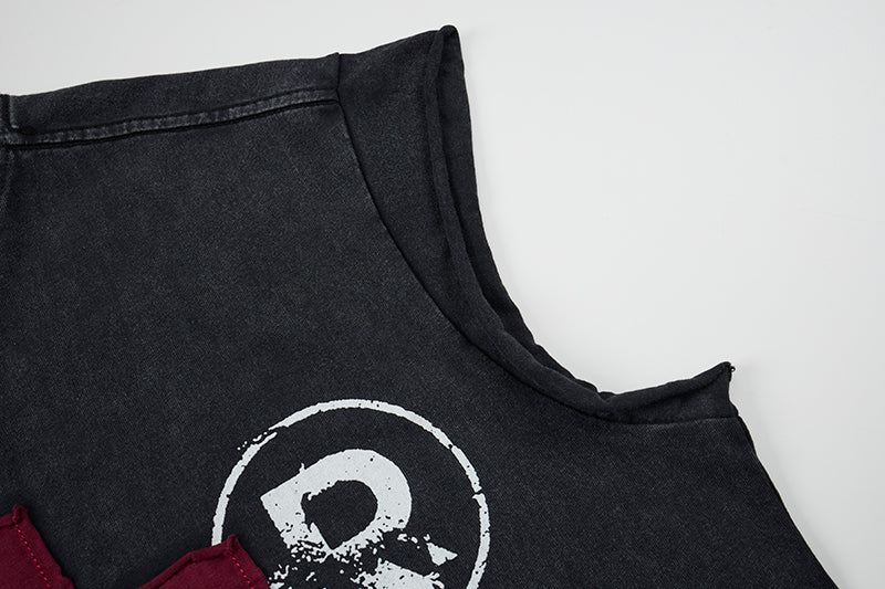 Distressed Cross Sleeveless T-Shirt | Gothic Punk Streetwear