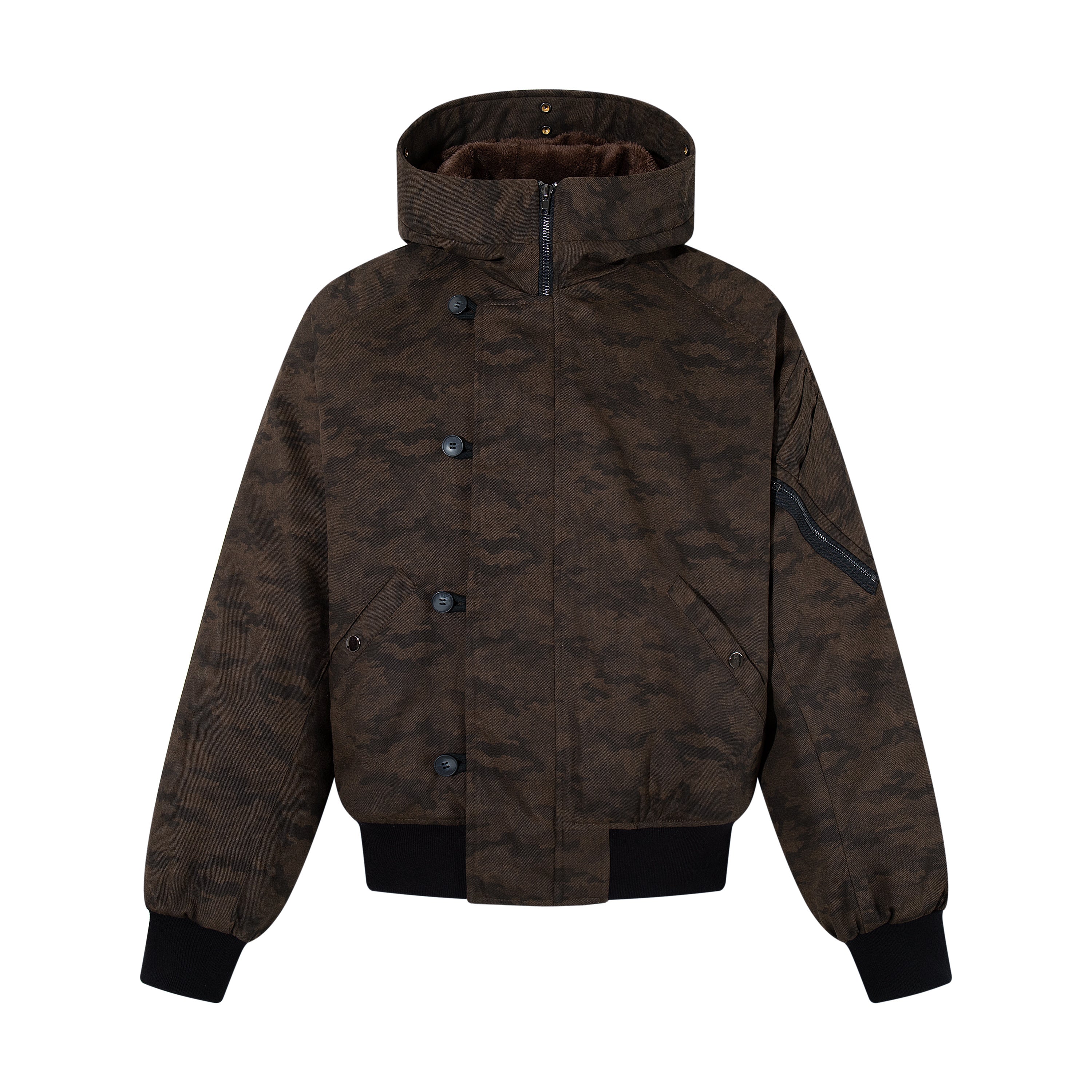Omirad Camo Faux Fur Hood Bomber Jacket | Heavyweight Cotton