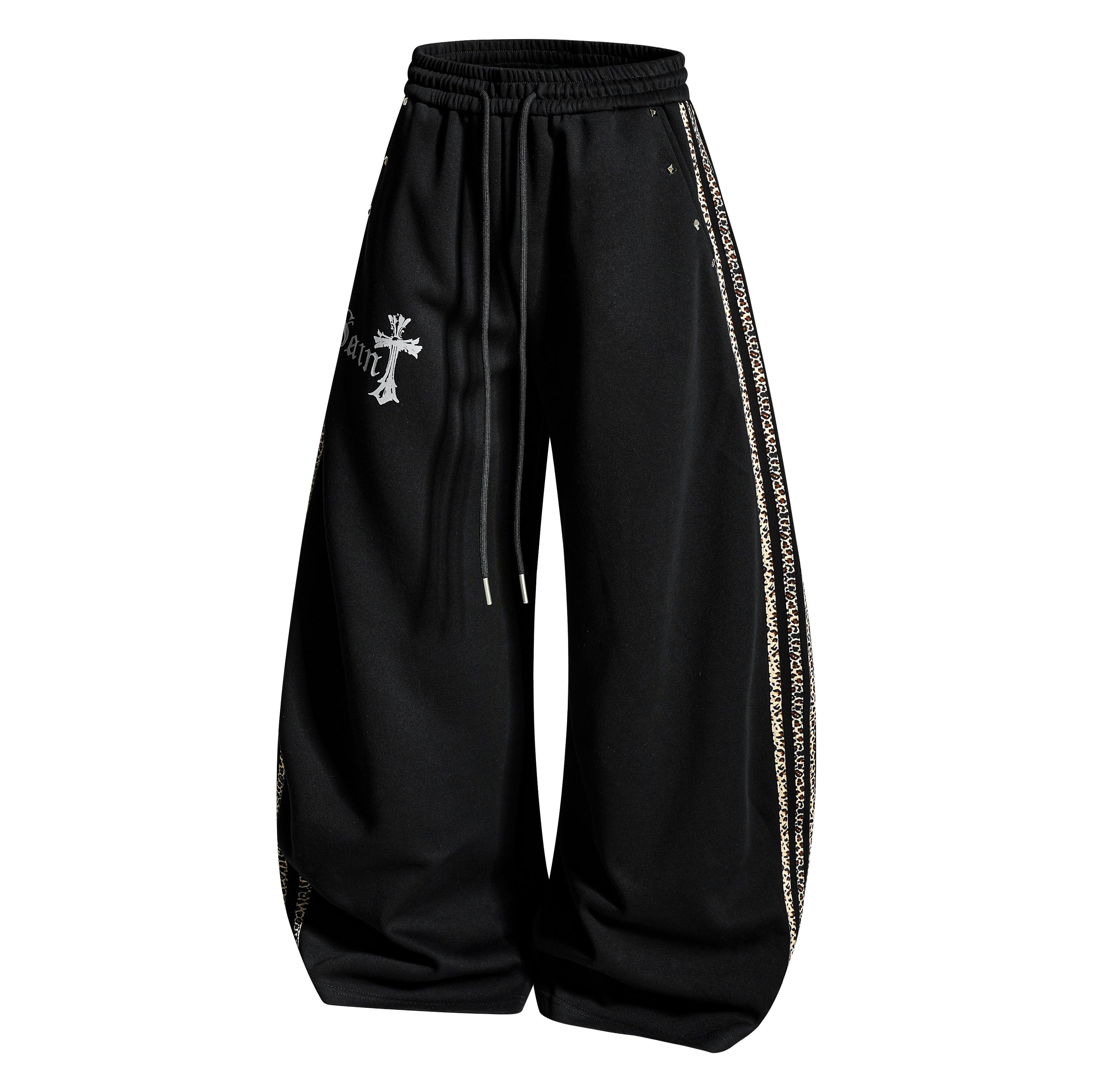 Omirad Gothic Cross Track Pants | Wide-Leg Streetwear
