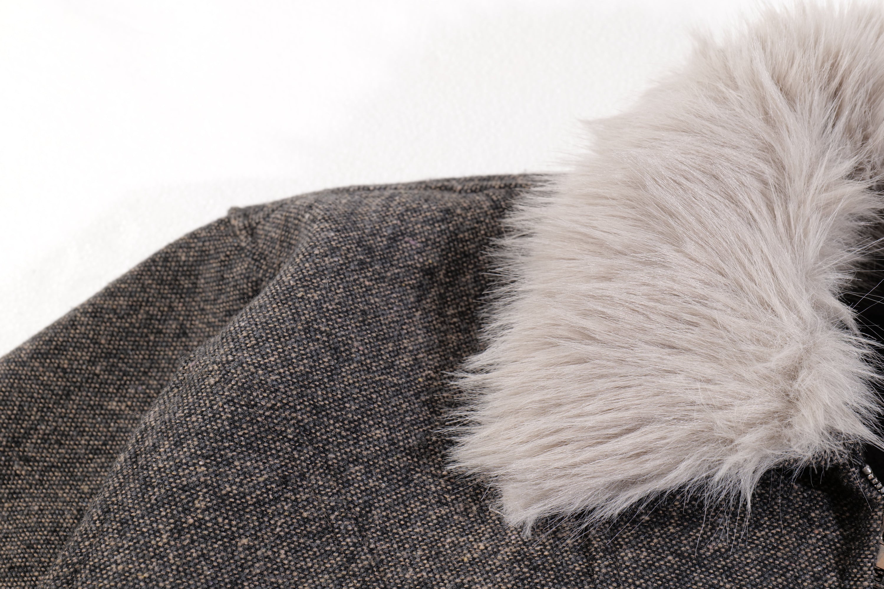 Faux-Fur Collar Wool-Texture Bomber Jacket | Omirad