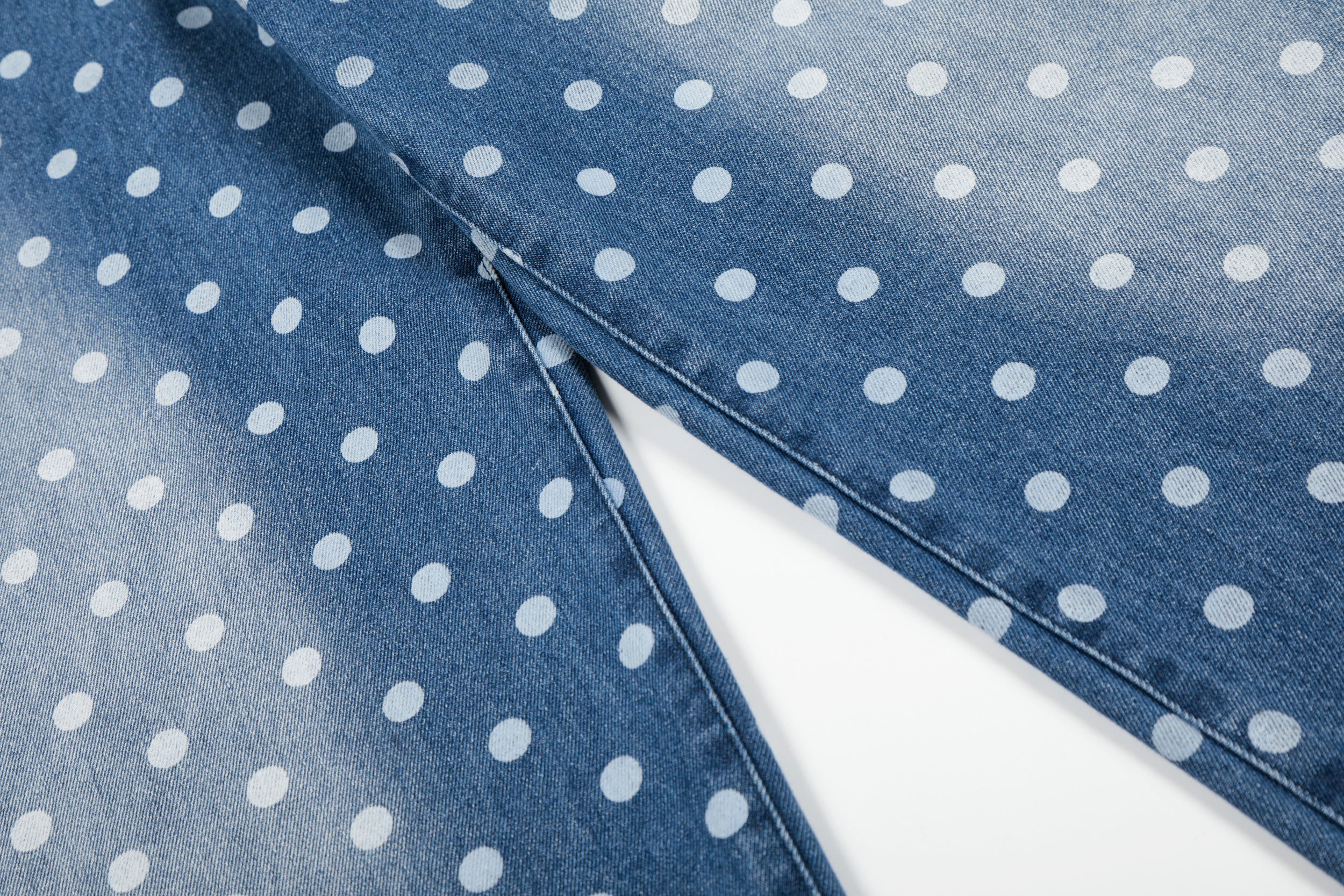 Polka Dot Wide-Leg Washed Denim Jeans | Retro Streetwear