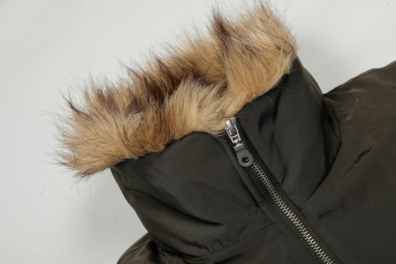 Faux Fur Collar Utility Bomber Jacket | Oversized Fit