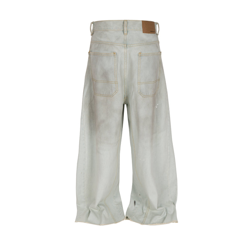 Omirad Distressed Painter-Wash Wide-Leg Jeans | 100% Cotton