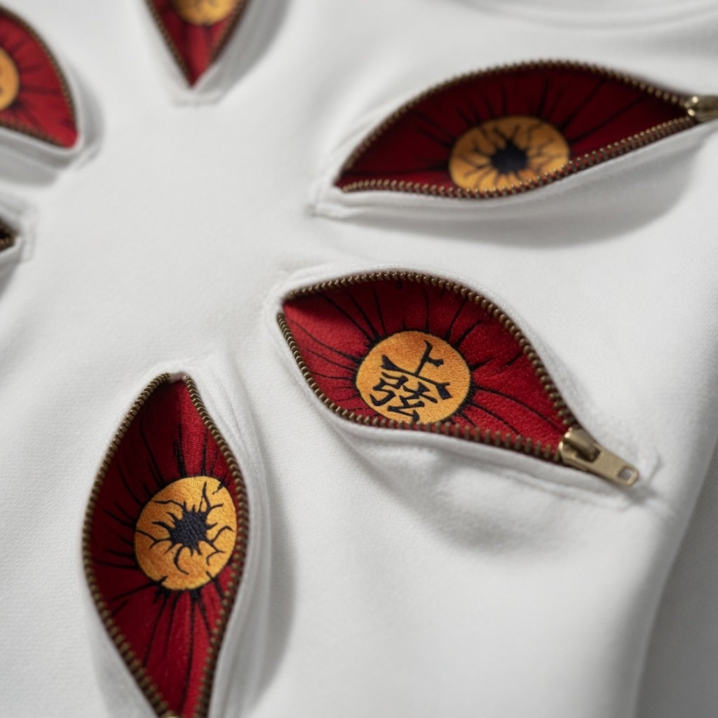 Six-Eyed Embroidered Pure Cotton Hoodie – Dark Eastern Aesthetic Streetwear