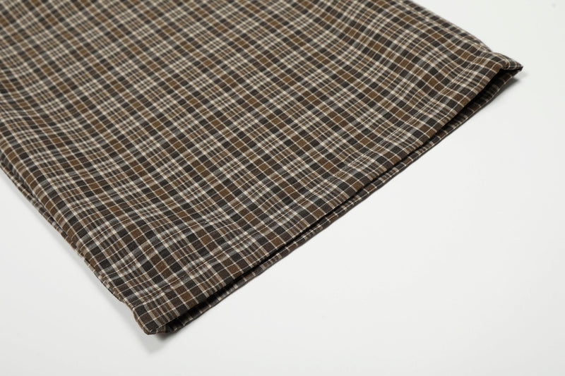 Omirad Vintage Plaid Wide-Leg Pants | 100% Cotton Trousers