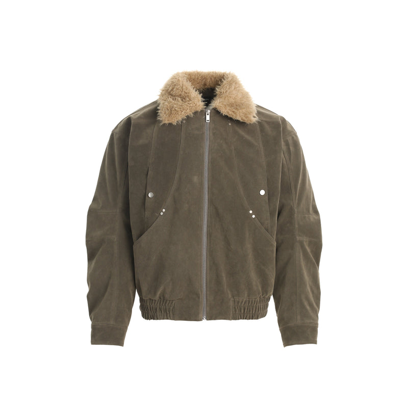 Faux-Fur Collar Vintage Bomber Jacket | Retro Aviator Style