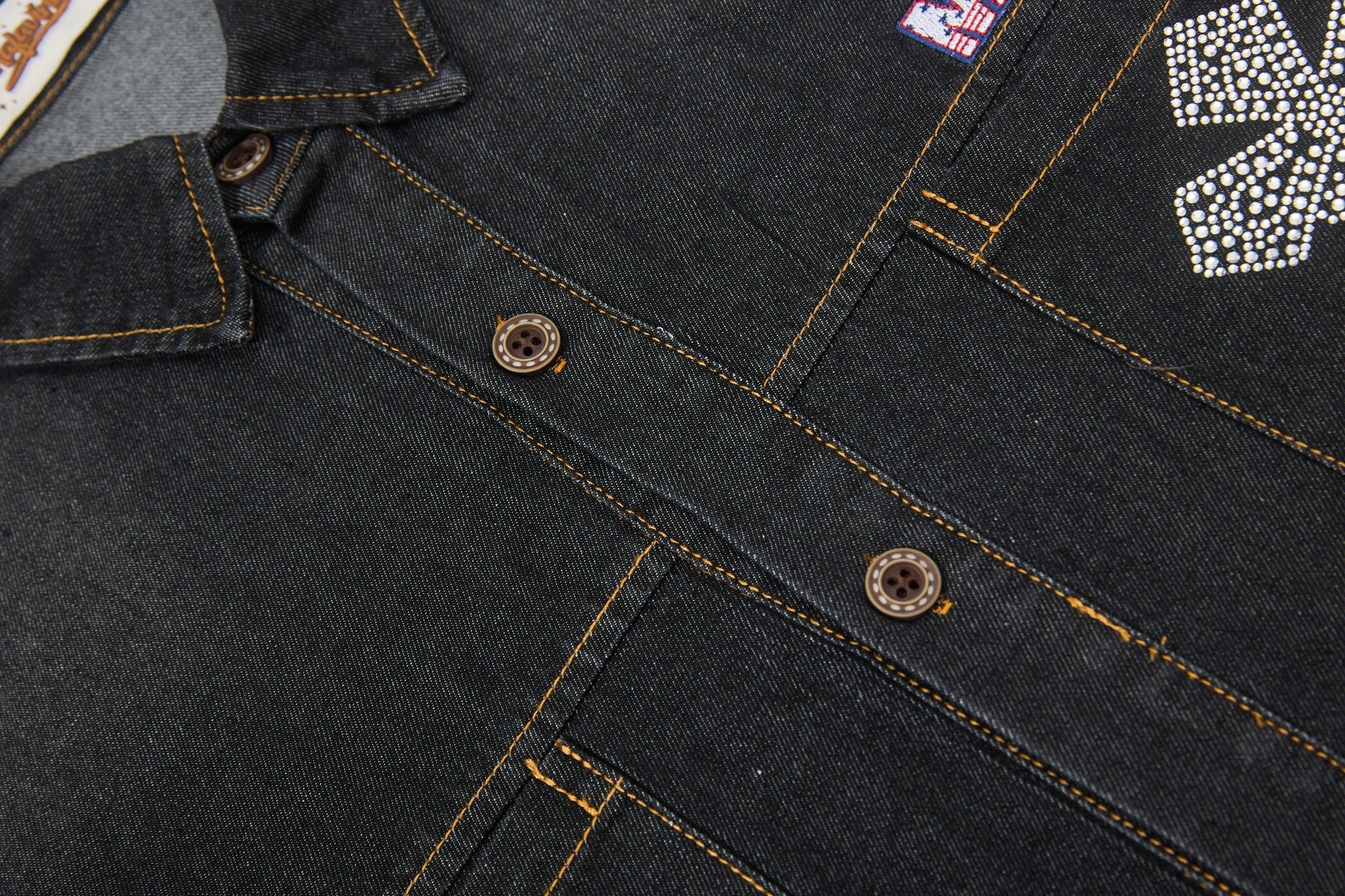 Mafaero Rhinestone Cross Denim Shirt | Streetwear Button-Up