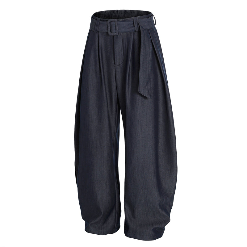 Omirad Draped Balloon Wide-Leg Pants with Belt