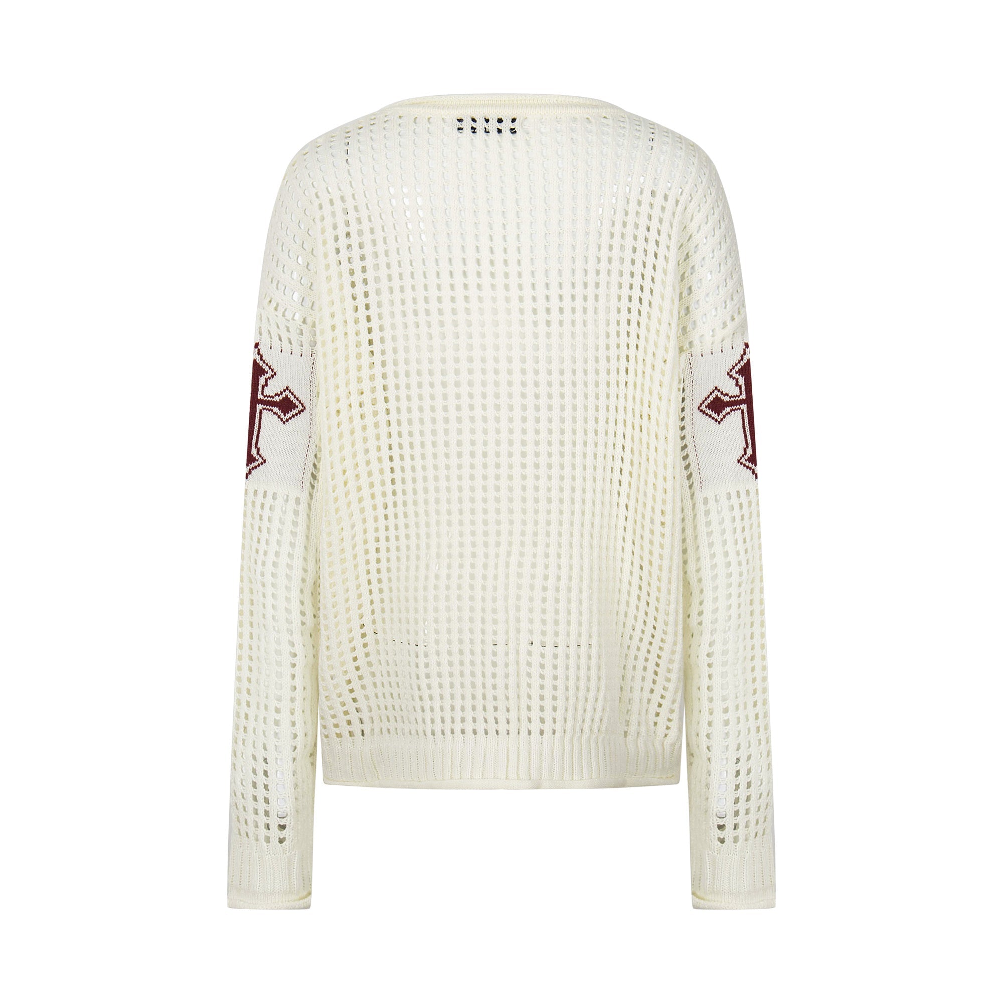 Hollow Knit Crewneck Sweater | Varsity CH Open-Knit Top