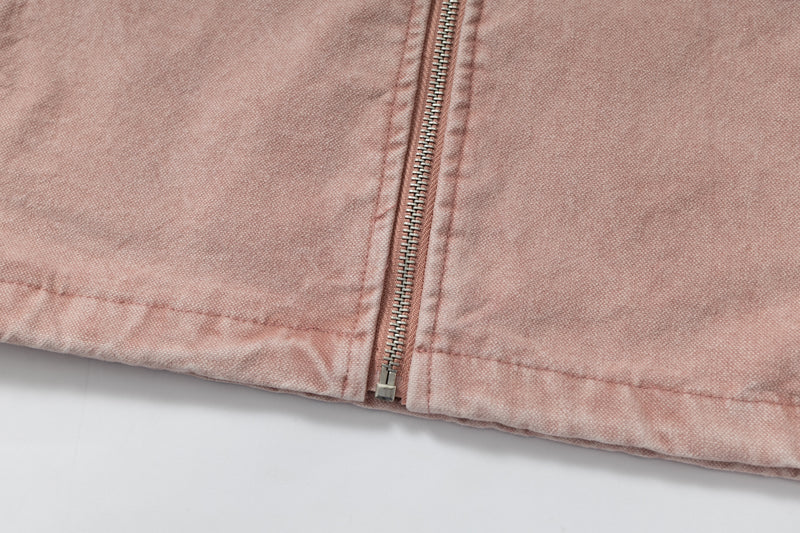 Omirad Washed Zip-Up Jacket | Corduroy Collar Streetwear