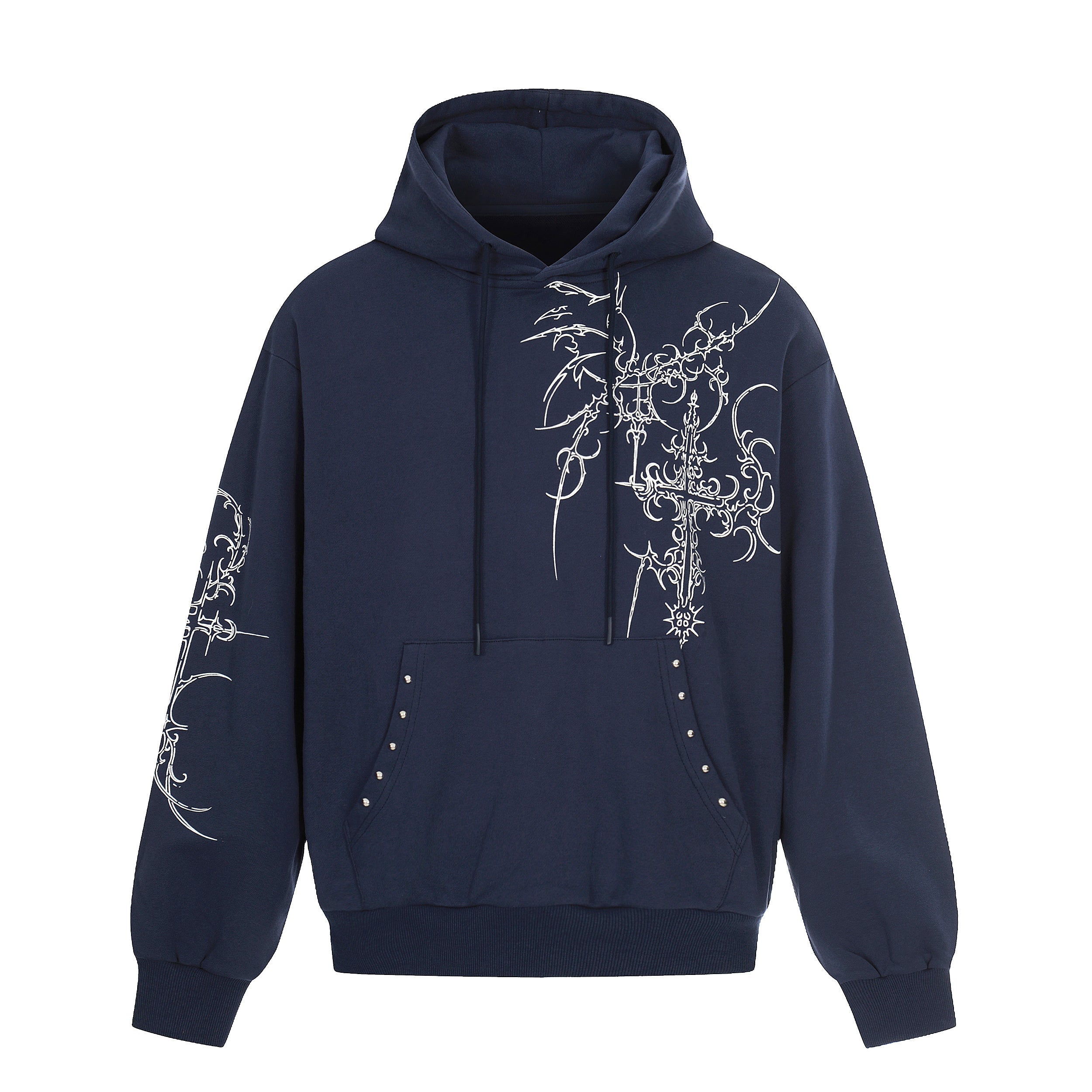 Gothic Cross Graphic Oversized Hoodie | Streetwear Pullover