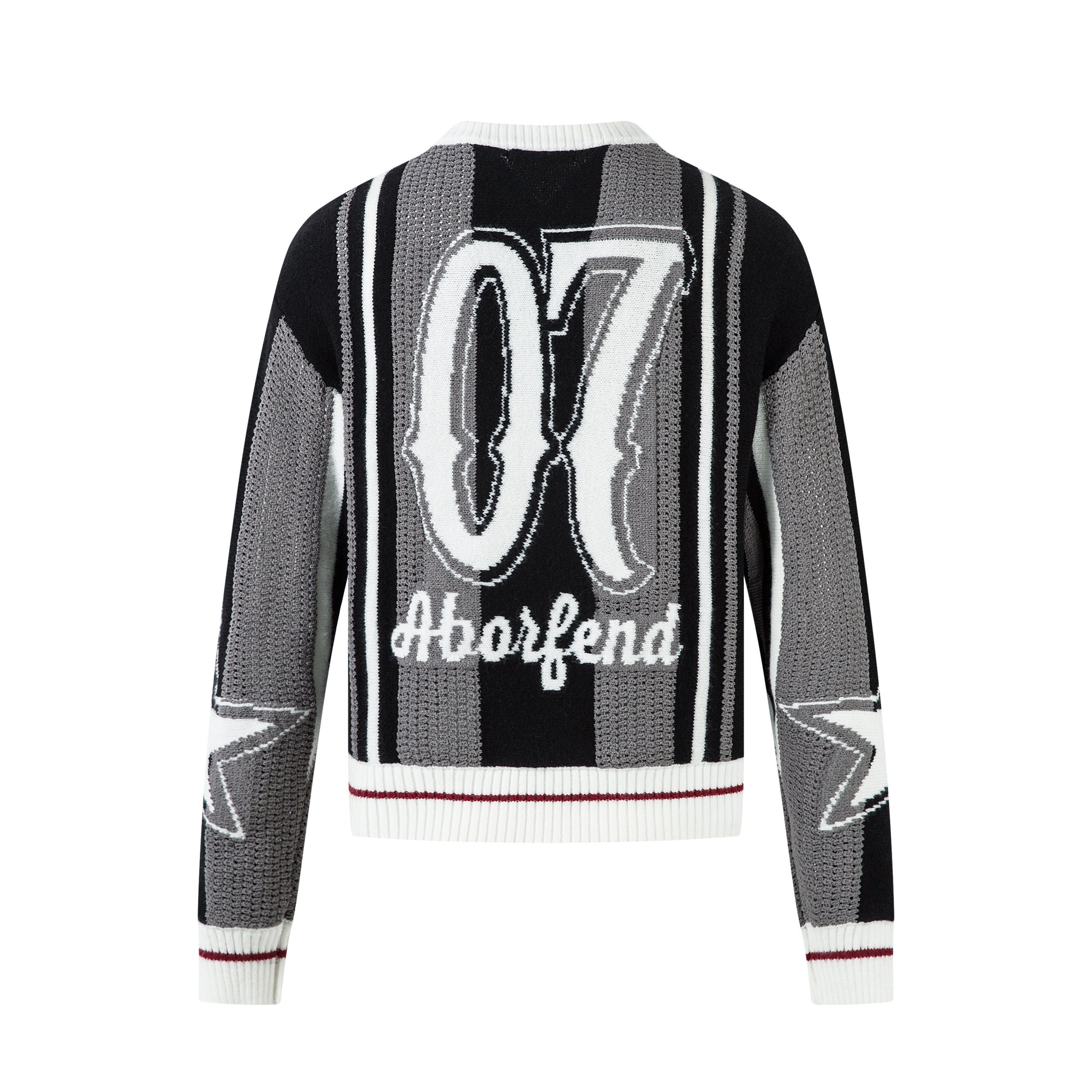 Varsity Stripe Knit Sweater | Retro Number Graphic Pullover