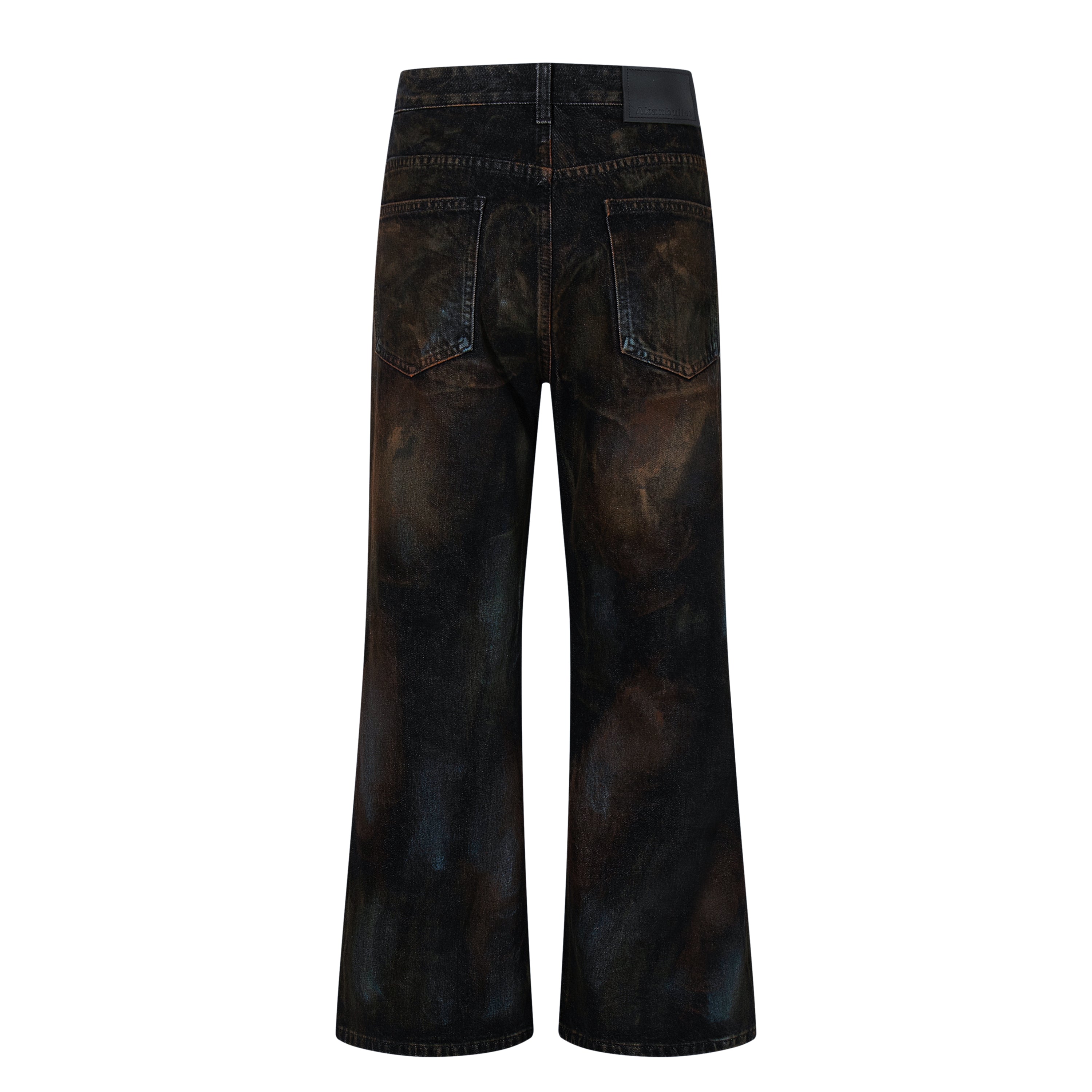 Hand-Painted Washed Wide-Leg Jeans | Dark Grunge Denim