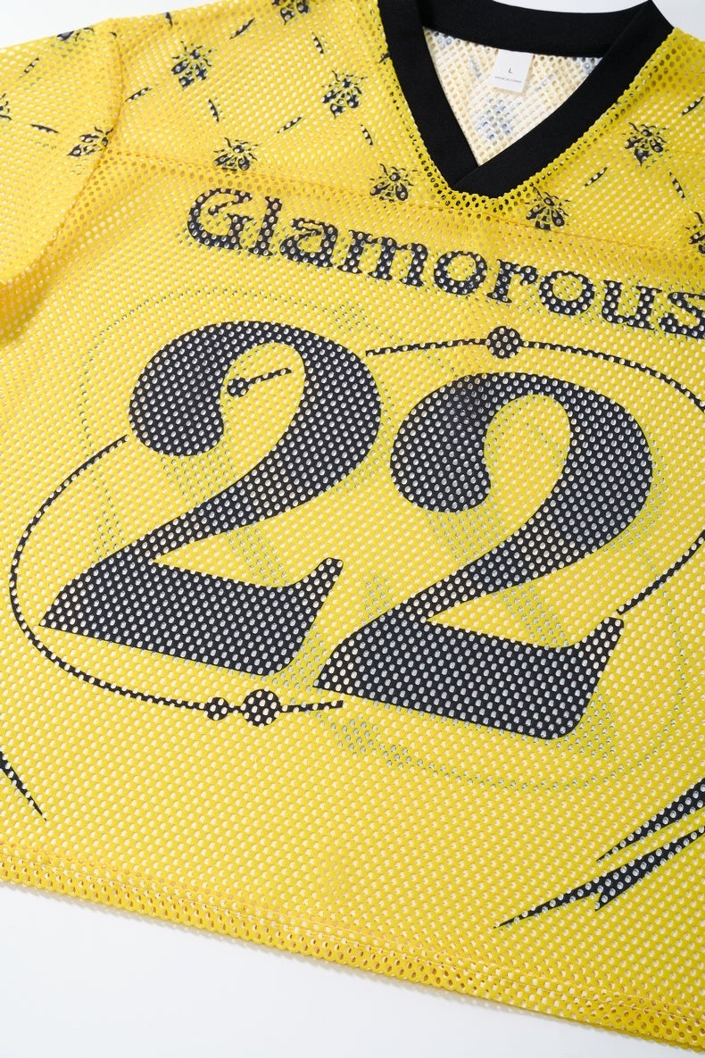 Omirad Glamorous 22 Mesh Jersey T-Shirt | Yellow Streetwear