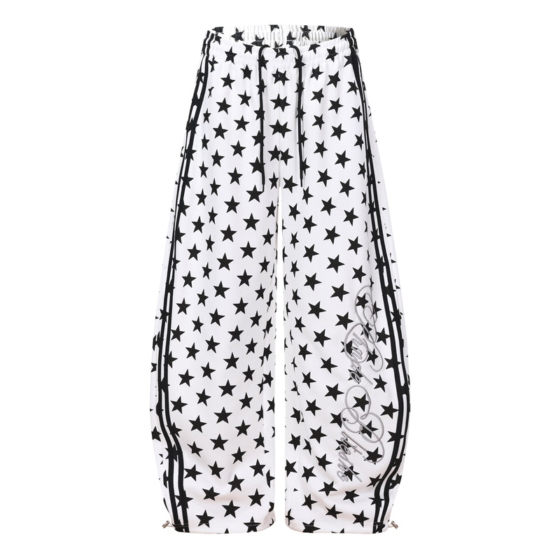Omirad Star Print Wide-Leg Sweatpants | Y2K Streetwear