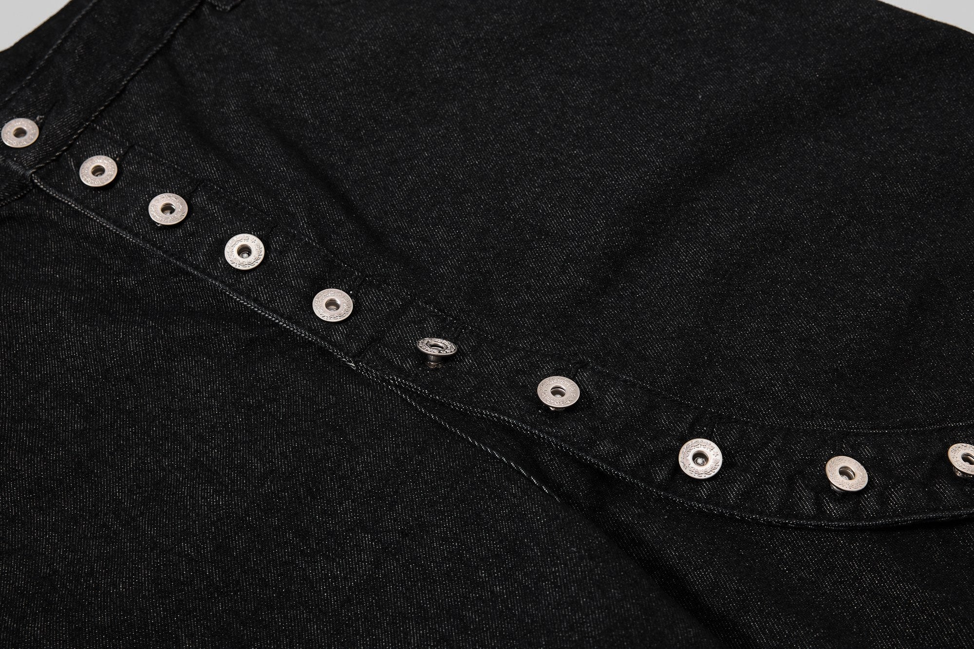 Asymmetric Button Denim Shorts | Wide-Leg Black Streetwear