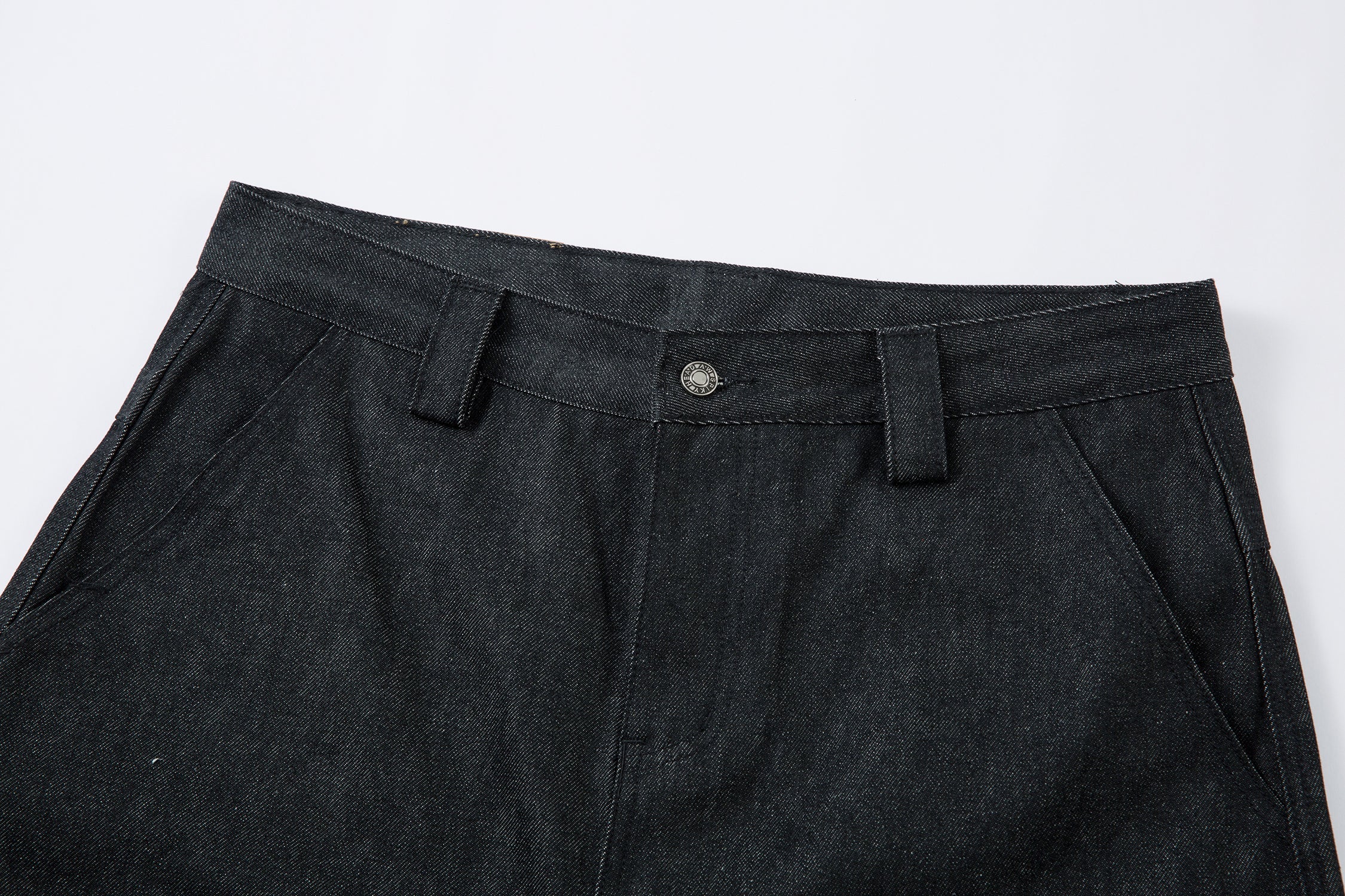 Structured Pleat Wide-Leg Dark Denim Pants | Omirad