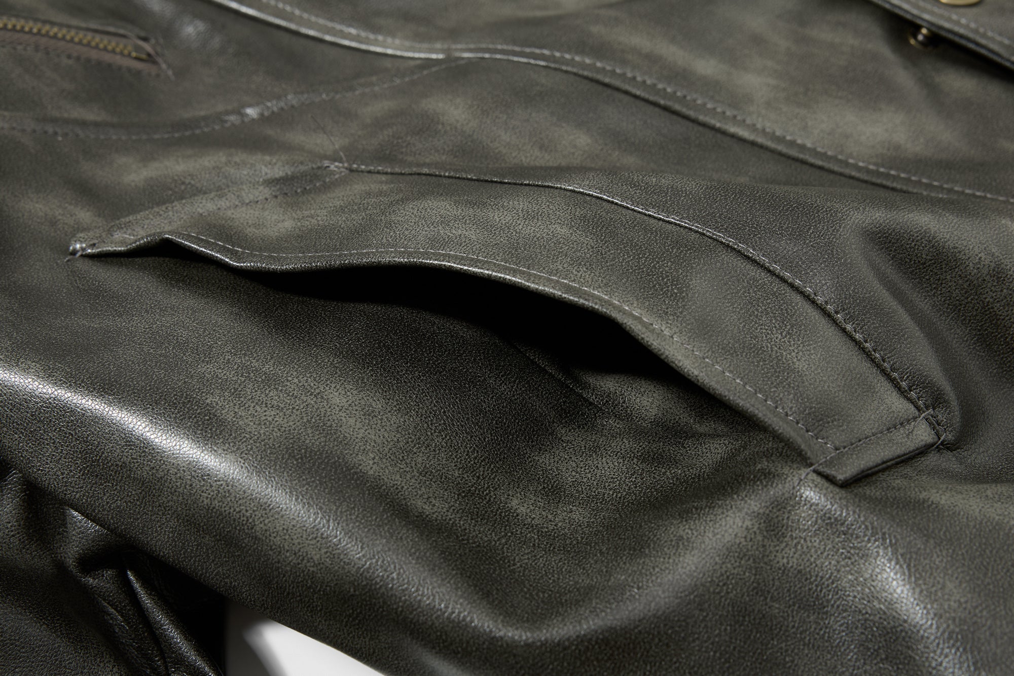 Omirad Faux Leather Bomber Jacket with Faux Fur Collar