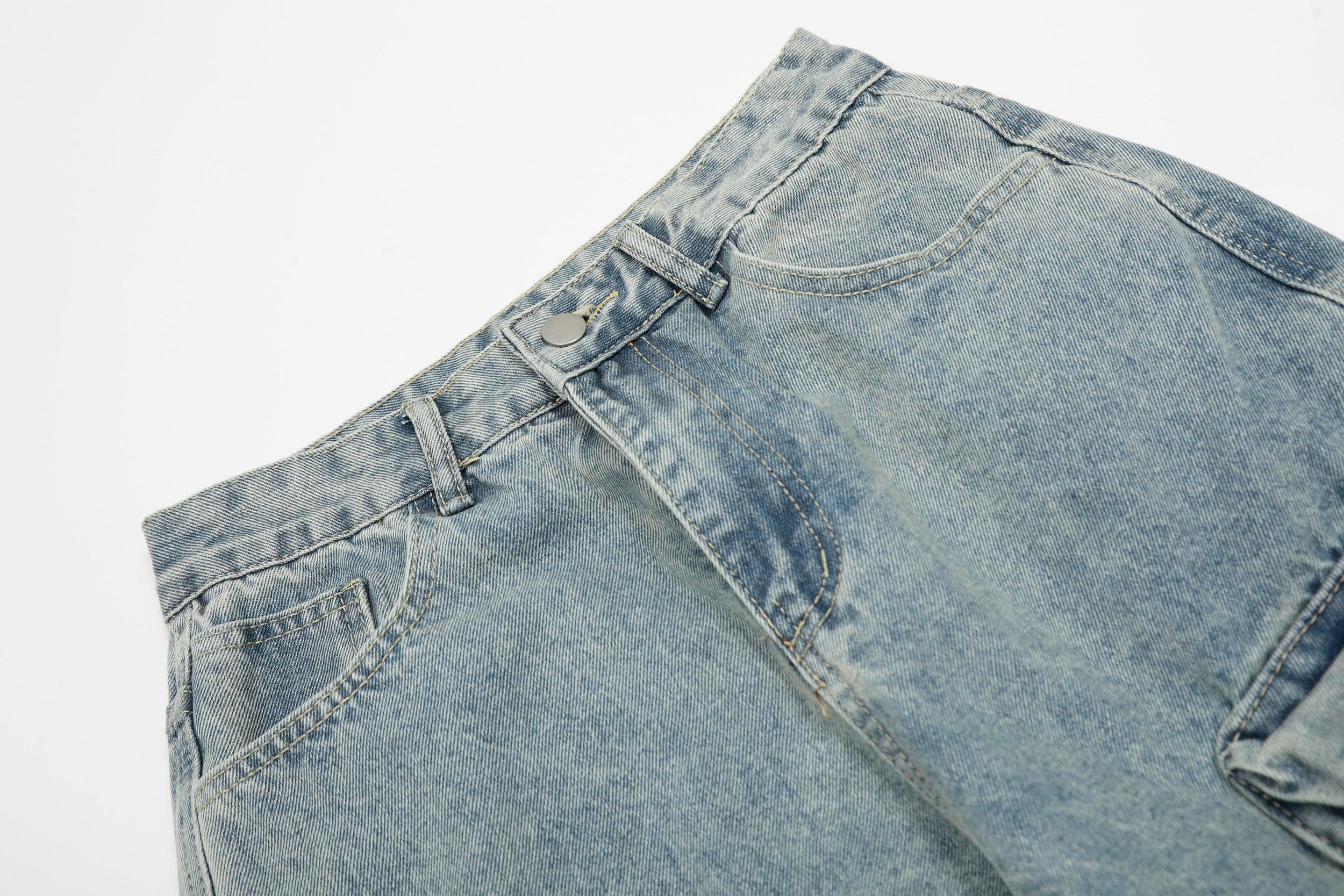 Multi-Layer Cargo Denim Pants | Wide-Leg Streetwear Jeans
