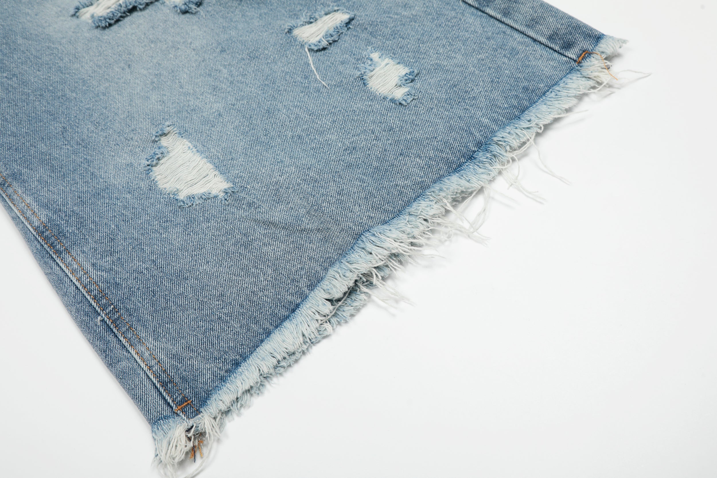 Omirad Destroyed Wide-Leg Denim Shorts | Frayed Hem