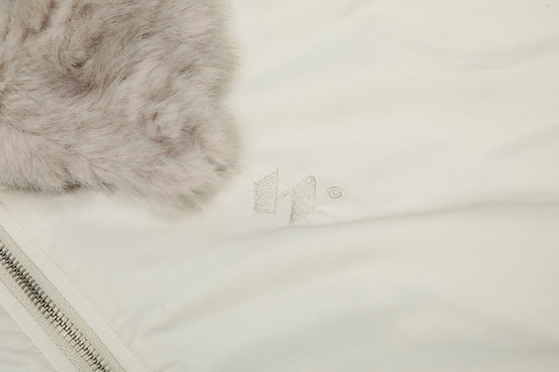 Faux Fur Collar Bomber Jacket | Off-White & Black
