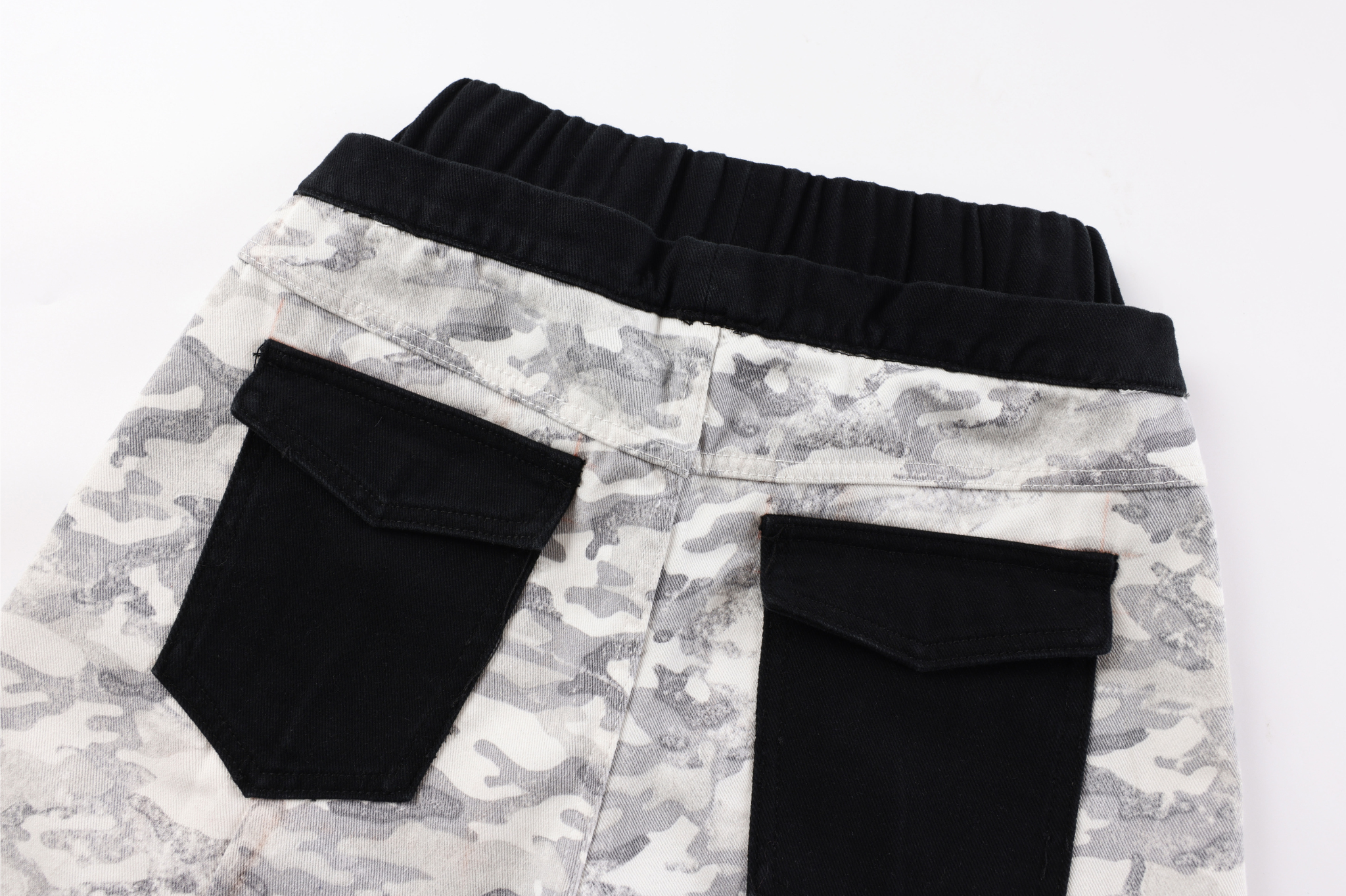 Camo Patchwork Cargo Pants | Curved Wide-Leg Streetwear