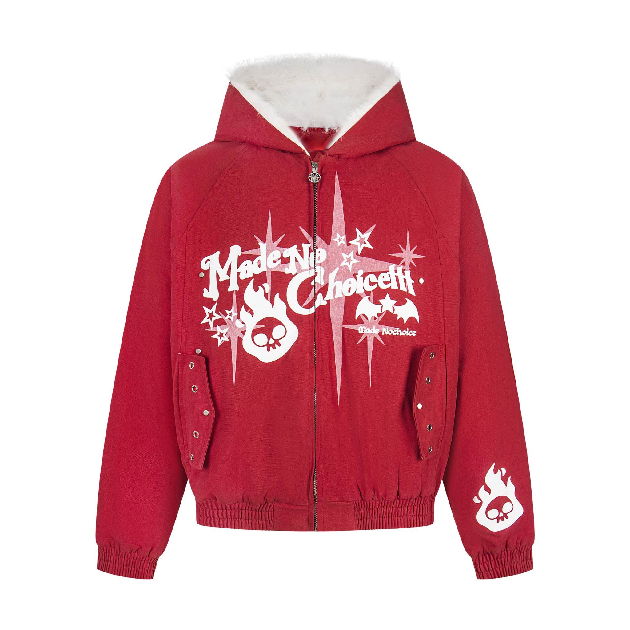 Faux Fur Collar Quilted Bomber Jacket | Streetwear Graphic
