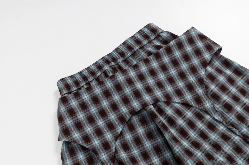 Trey Leonard Plaid Overlay Wide-Leg Pants | SEAKOFF