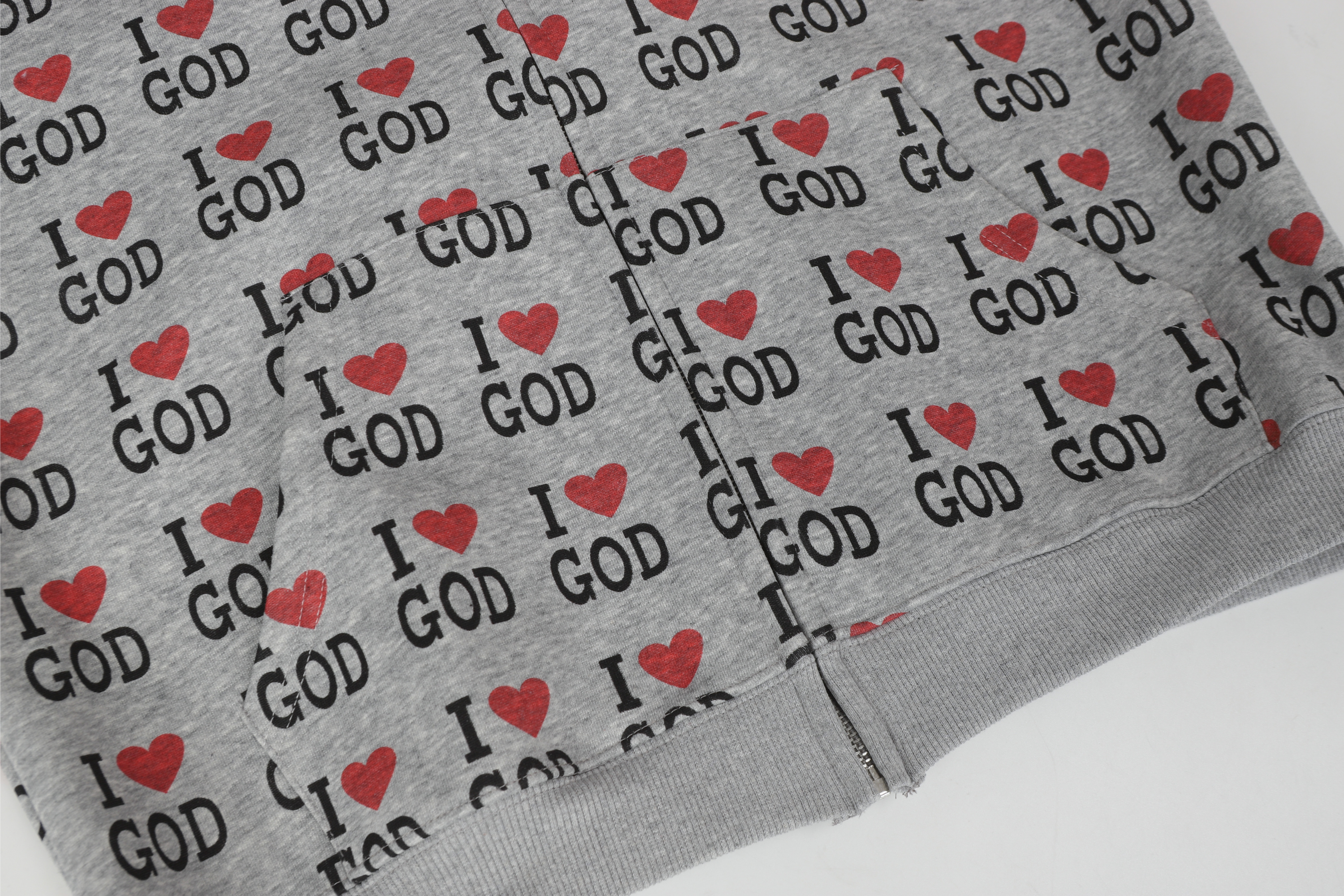 Omirad I Love God Zip Hoodie | All-Over Print Streetwear