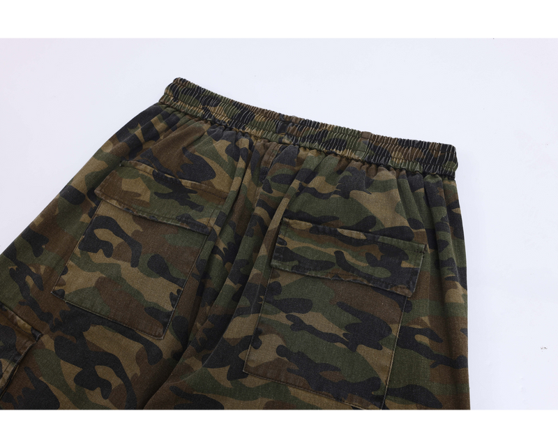Men's Camo Wide-Leg Cargo Pants | 100% Cotton Streetwear