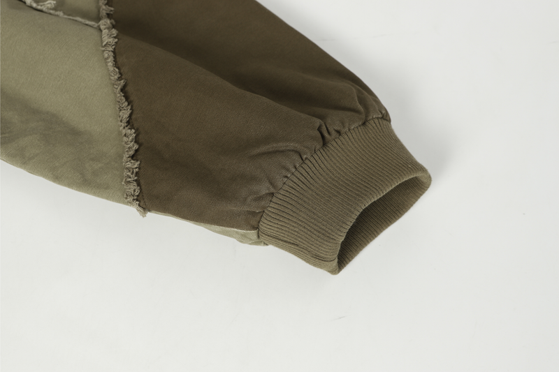 Multi-Panel Distressed Hooded Jacket | Raw-Edge Streetwear