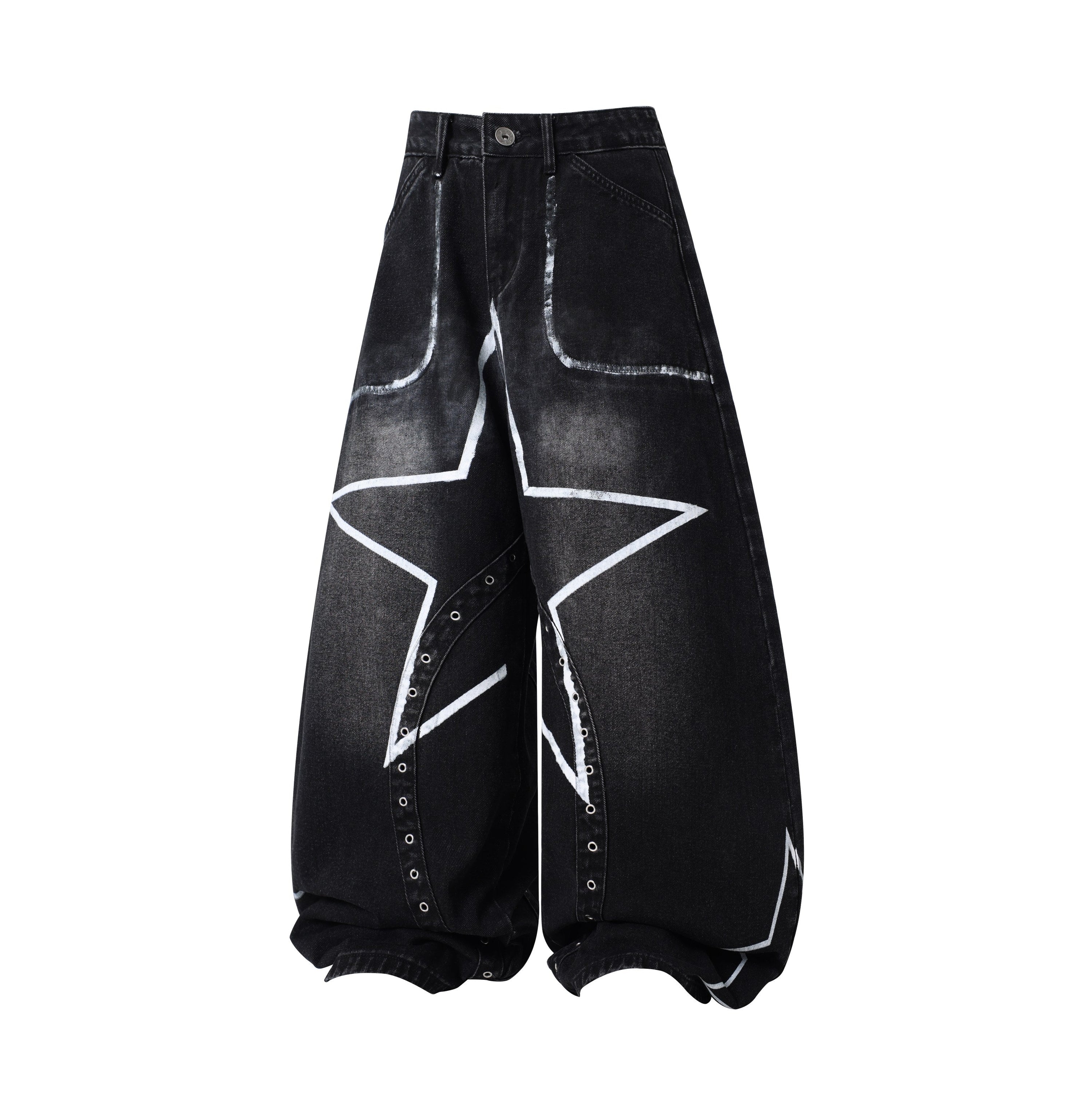 Omirad Star Fade Baggy Jeans | Y2K Wide-Leg Denim