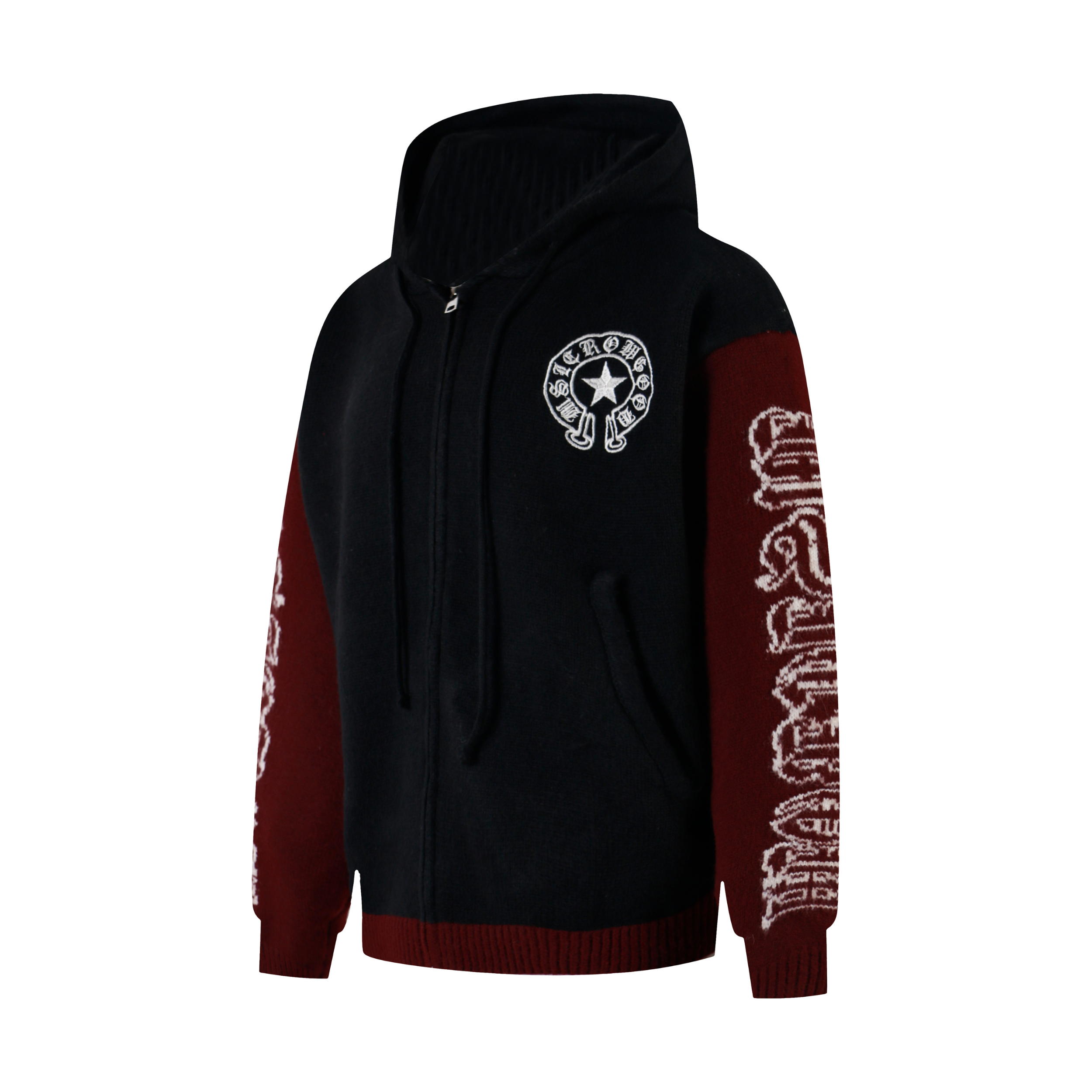 Omirad Vintage Star Knit Zip Hoodie | Color-Block Streetwear