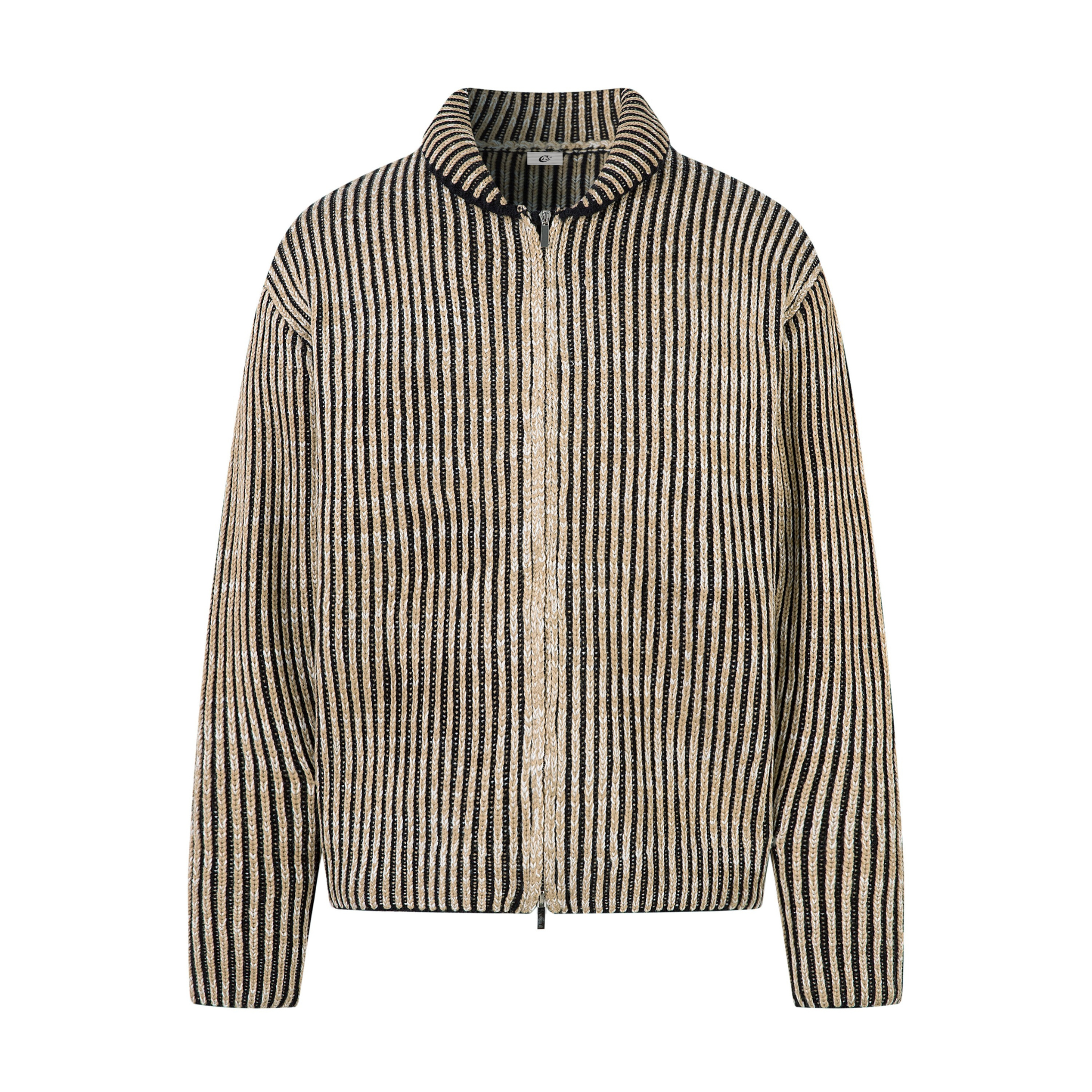 Men's Striped Ribbed Texture Full-Zip Jacket | SEAKOFF