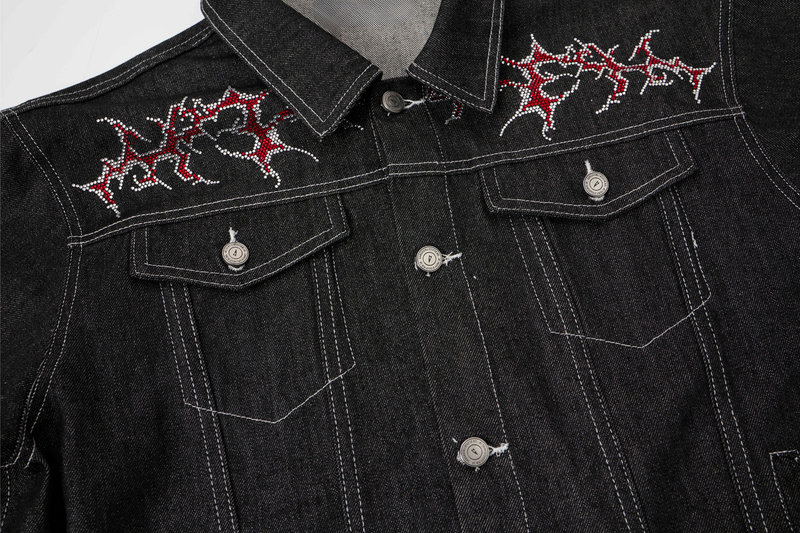 Omirad Graphic Denim Jacket – Tribal Embroidered Streetwear
