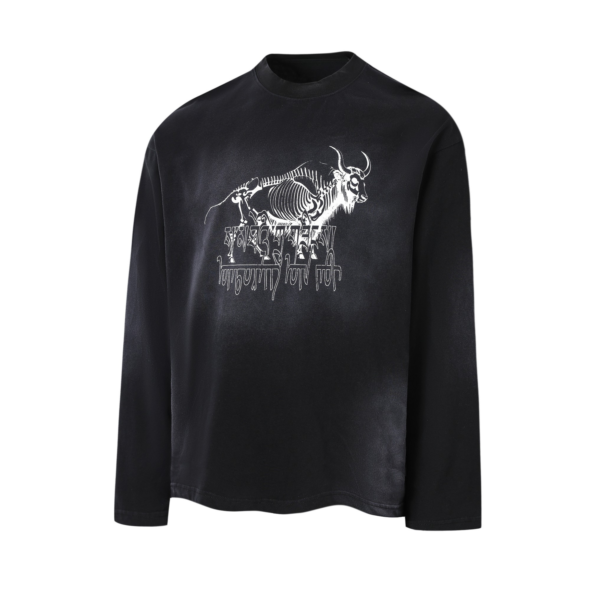 Omirad Skeleton Bull Gradient Long-Sleeve Tee | Dark Streetwear