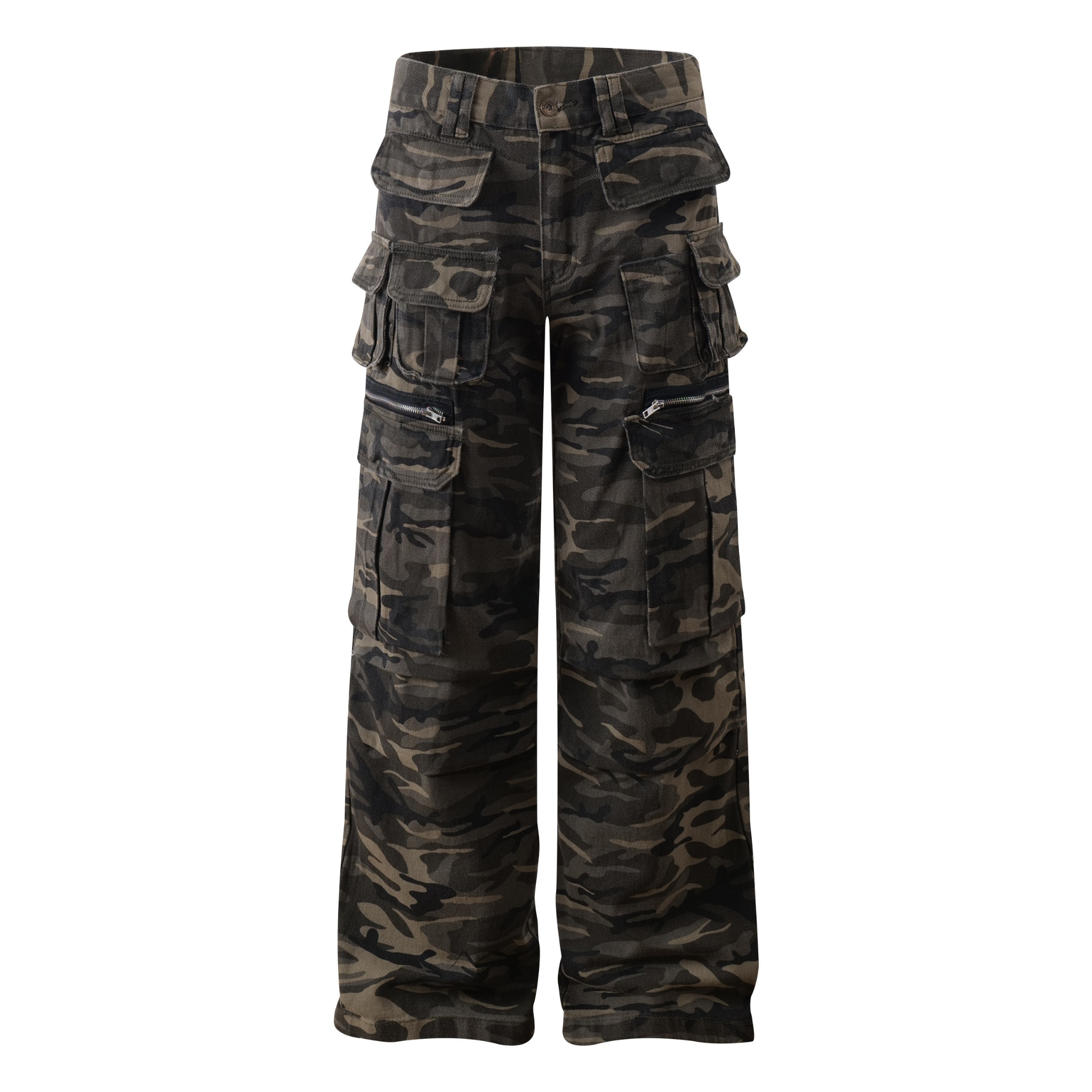 Camo Multi-Pocket Wide-Leg Cargo Pants | SEAKOFF