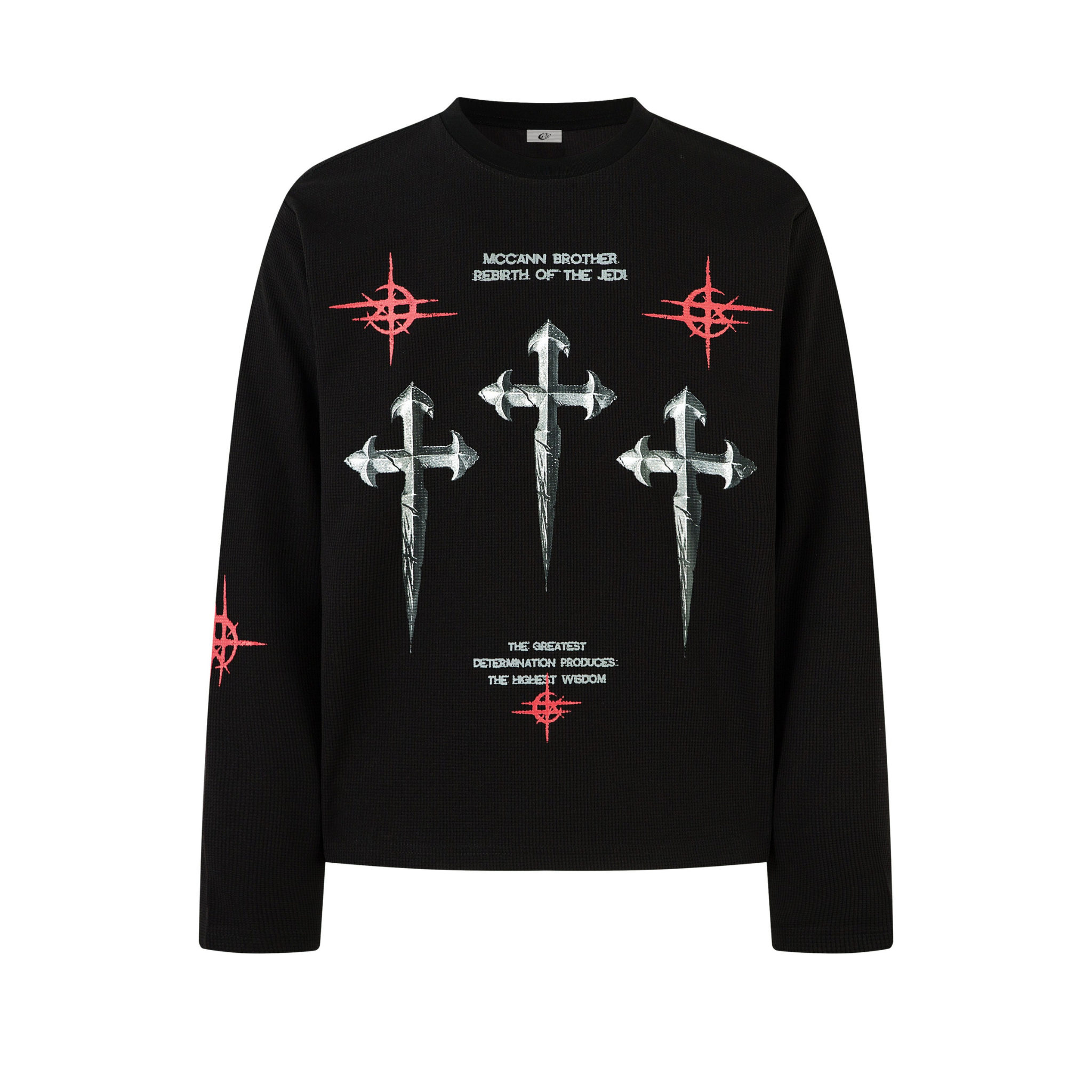 Gothic Cross Long Sleeve Graphic Tee | Dark Streetwear
