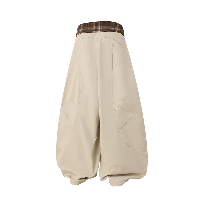 Scarf-Waist Barrel Pants | Wide-Leg Cotton Trousers