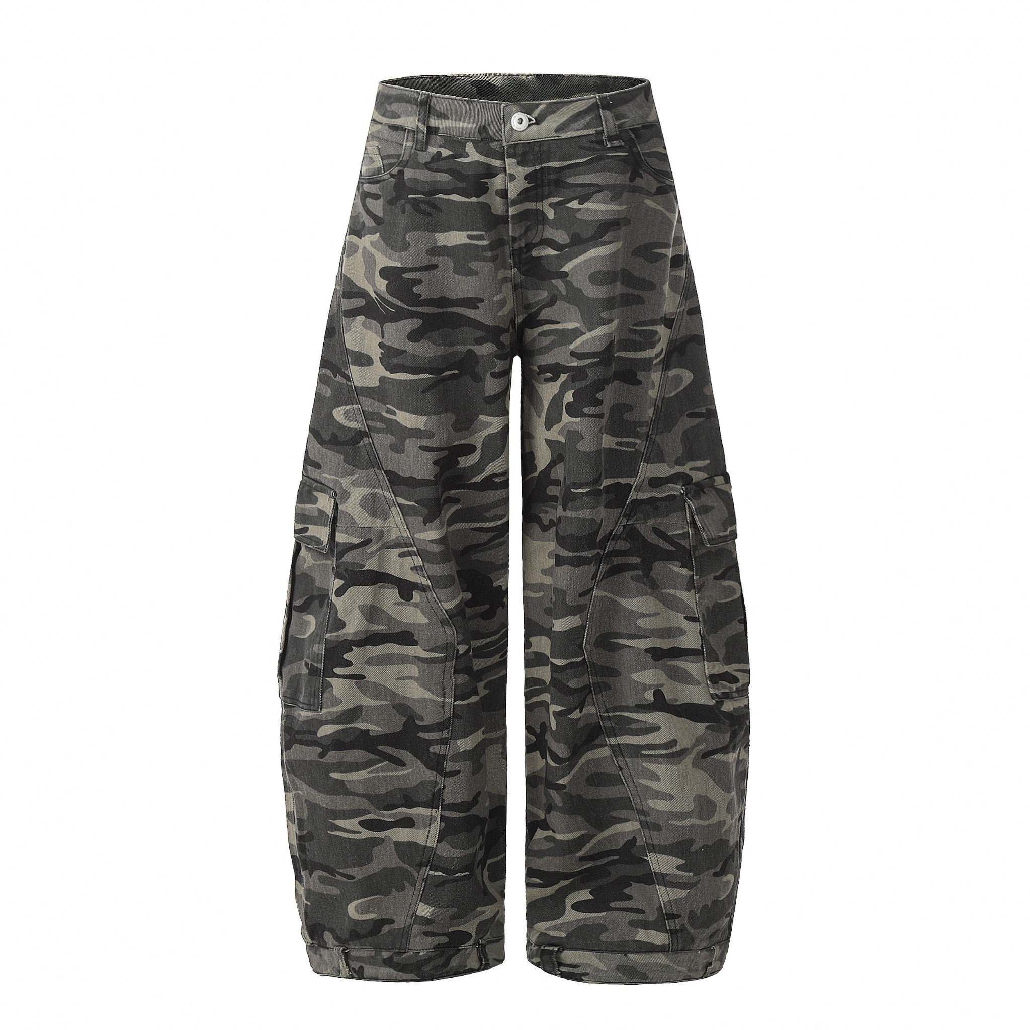 Camouflage Cargo Barrel Pants | Wide Leg Streetwear
