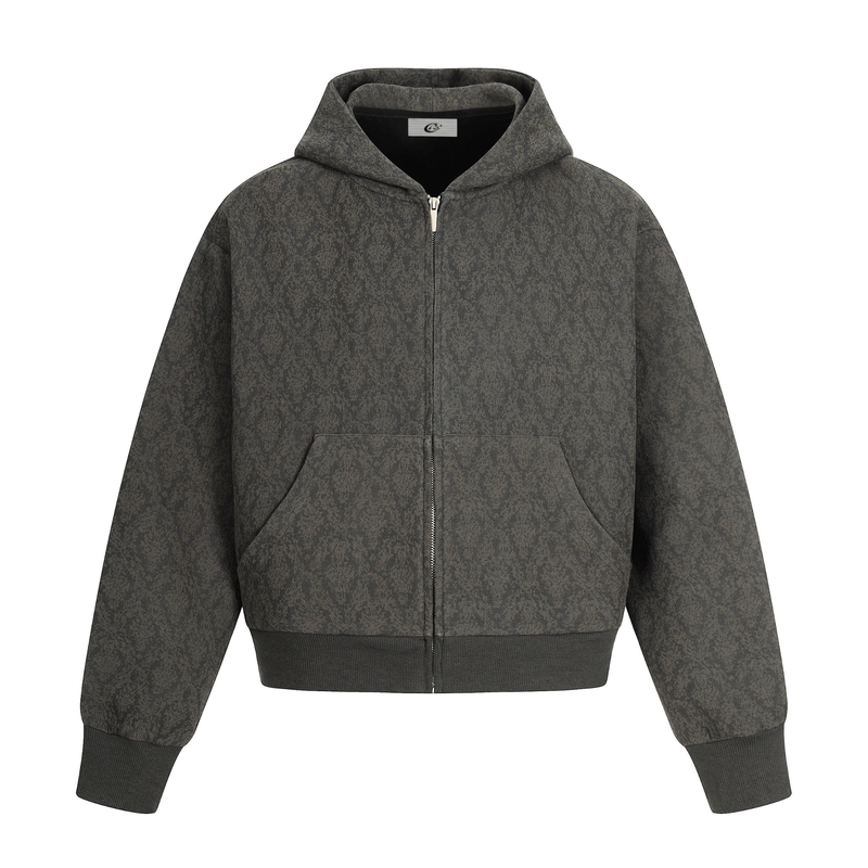Omirad All-Over Patterned Zip-Up Hoodie | Streetwear