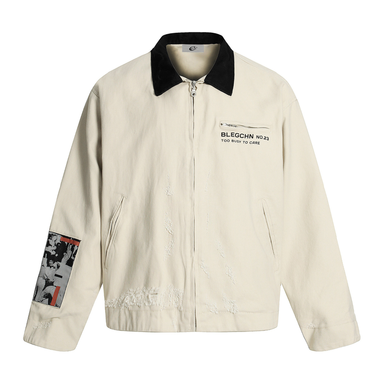Omirad Graphic Work Jacket | Distressed Cotton Streetwear
