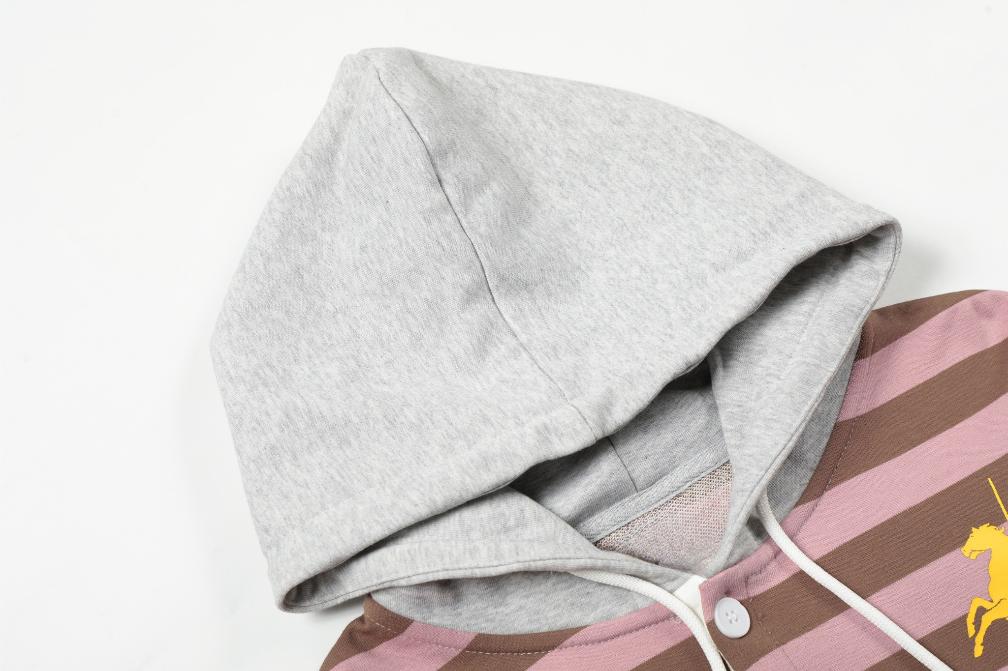 Striped Rugby Polo Hoodie | Contrast Hood Streetwear