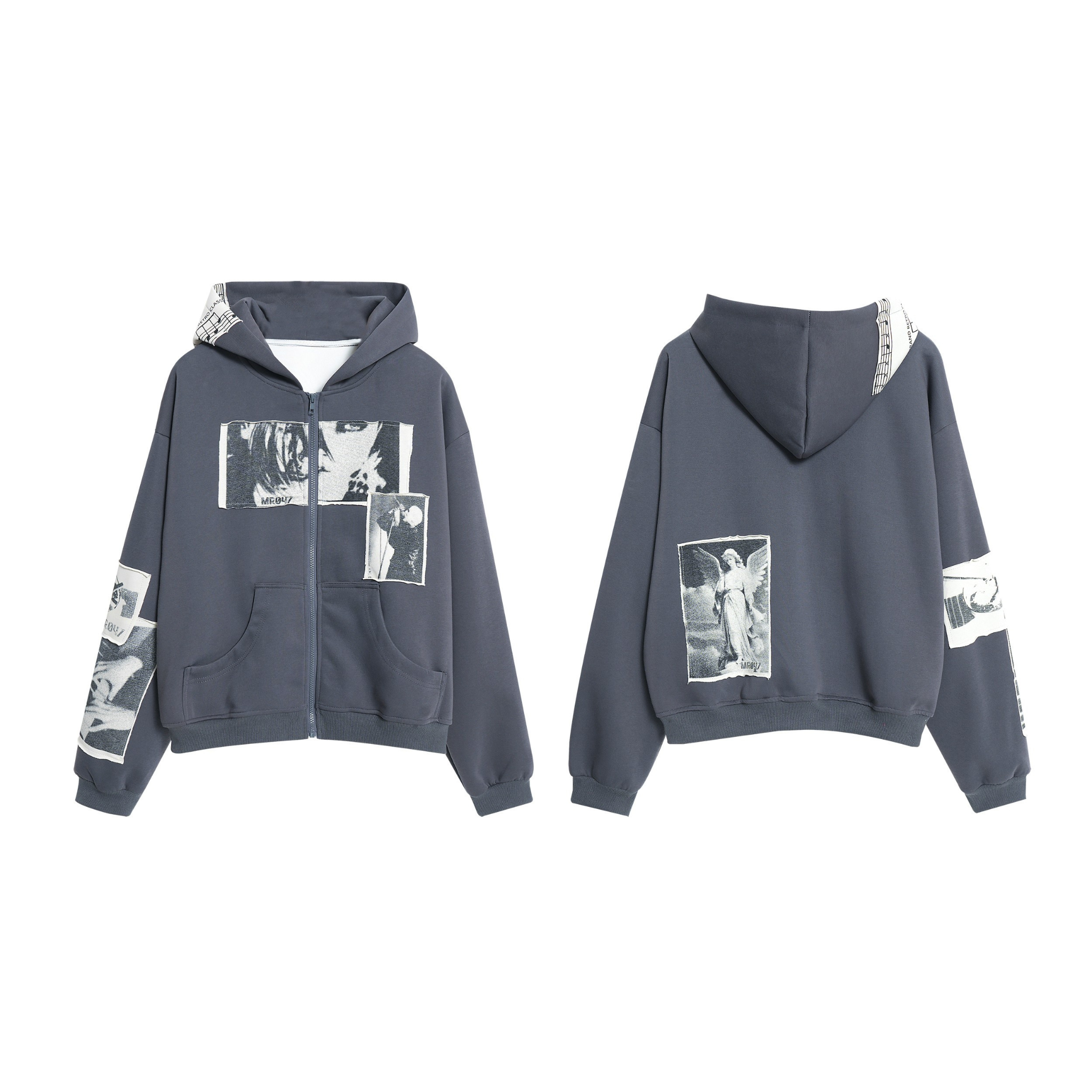 Omirad Photo Collage Zip Hoodie | Vintage Graphic Streetwear